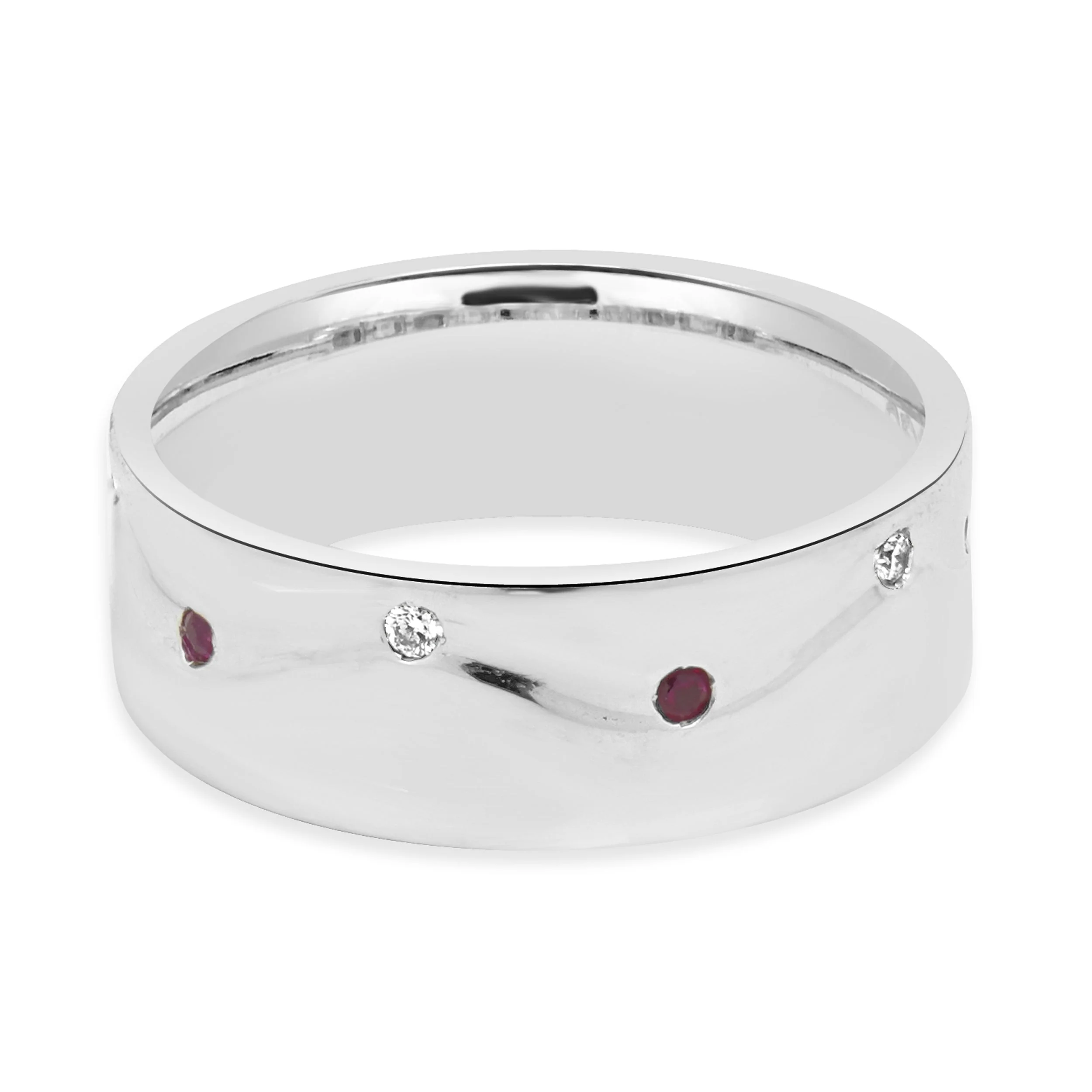 Palladium Ruby and Diamond Wedding Band