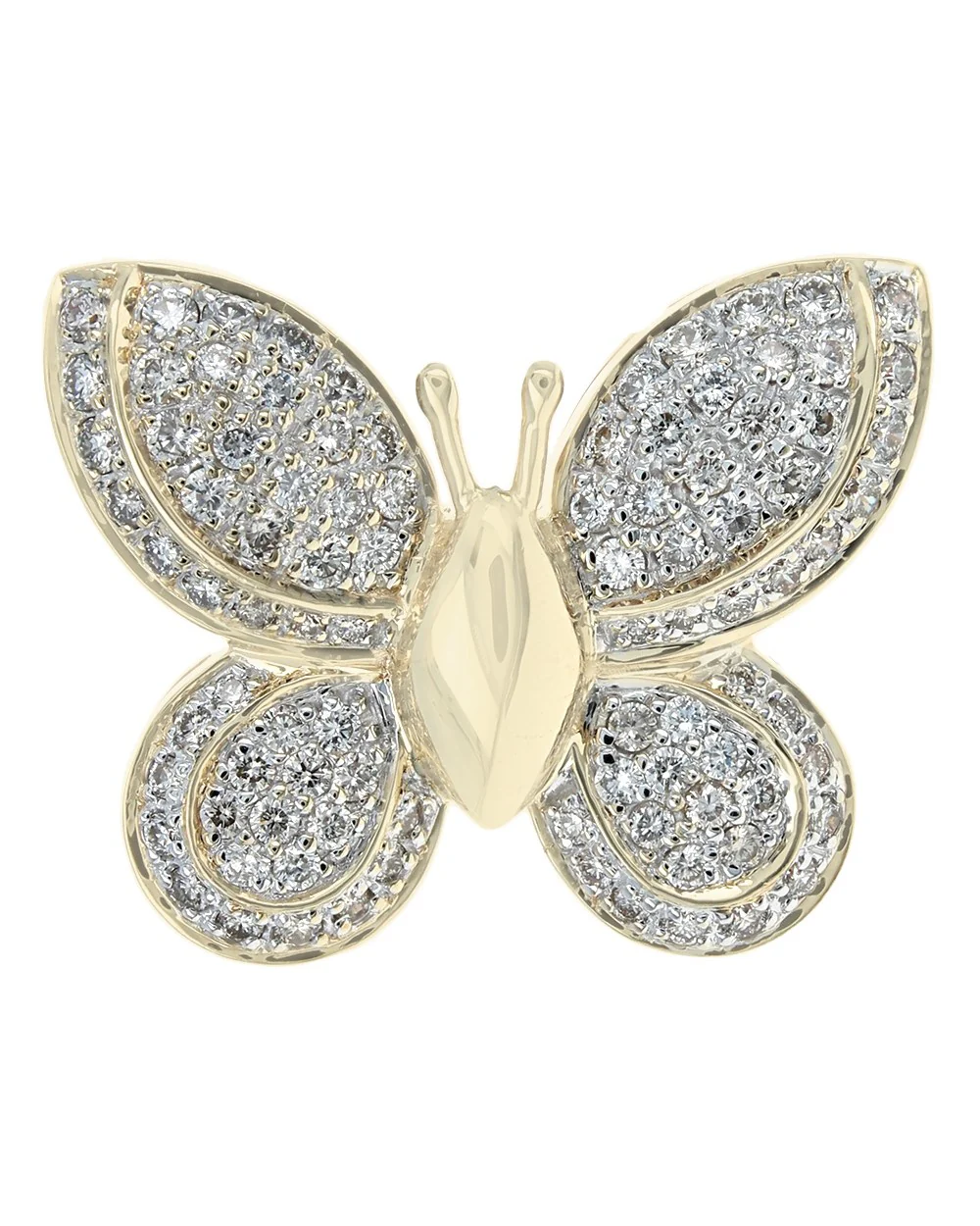Pave Diamond Butterfly Pendant in 14K Yellow Gold