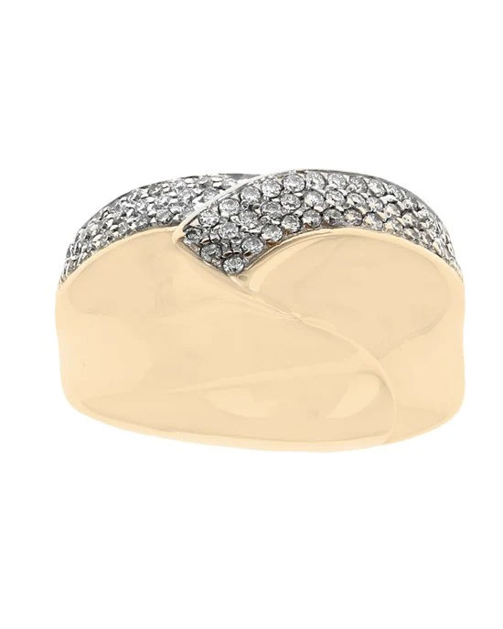 Pave Diamond Bypass Fashion Ring in Yellow Gold - Image 2