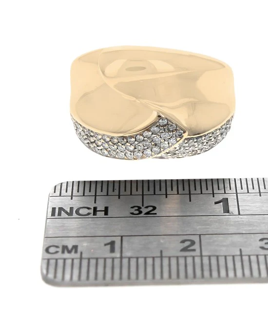 Pave Diamond Bypass Fashion Ring in Yellow Gold - Image 3