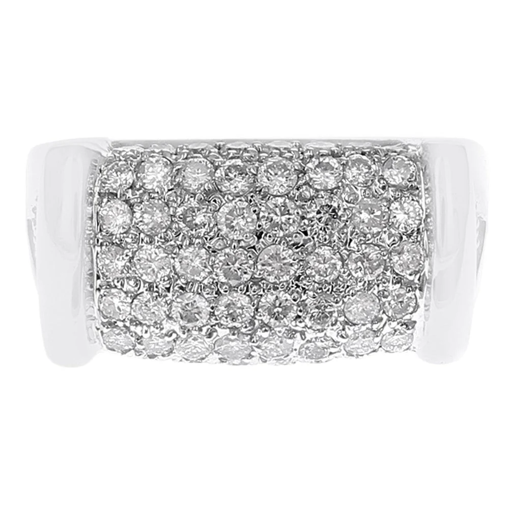 14K White Gold Pave Diamond Dome Style Ring - Image 2