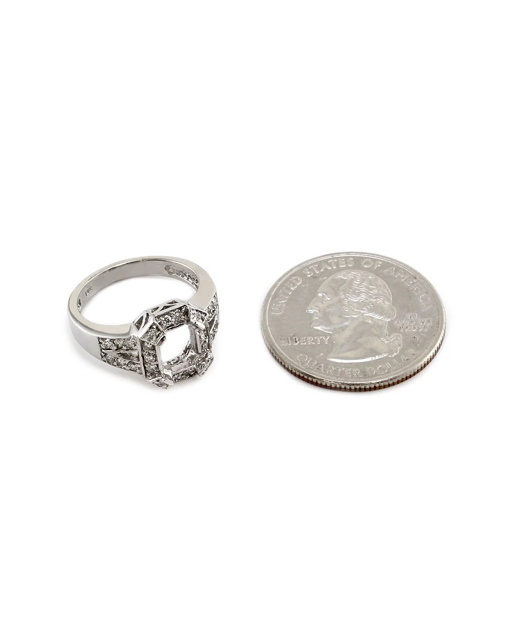 Pave Diamond Engagement Ring Mounting in Gold - Image 5