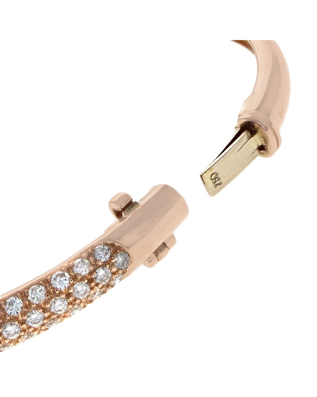 Pave Diamond Hinged Bangle Bracelet in Rose Gold - Image 2