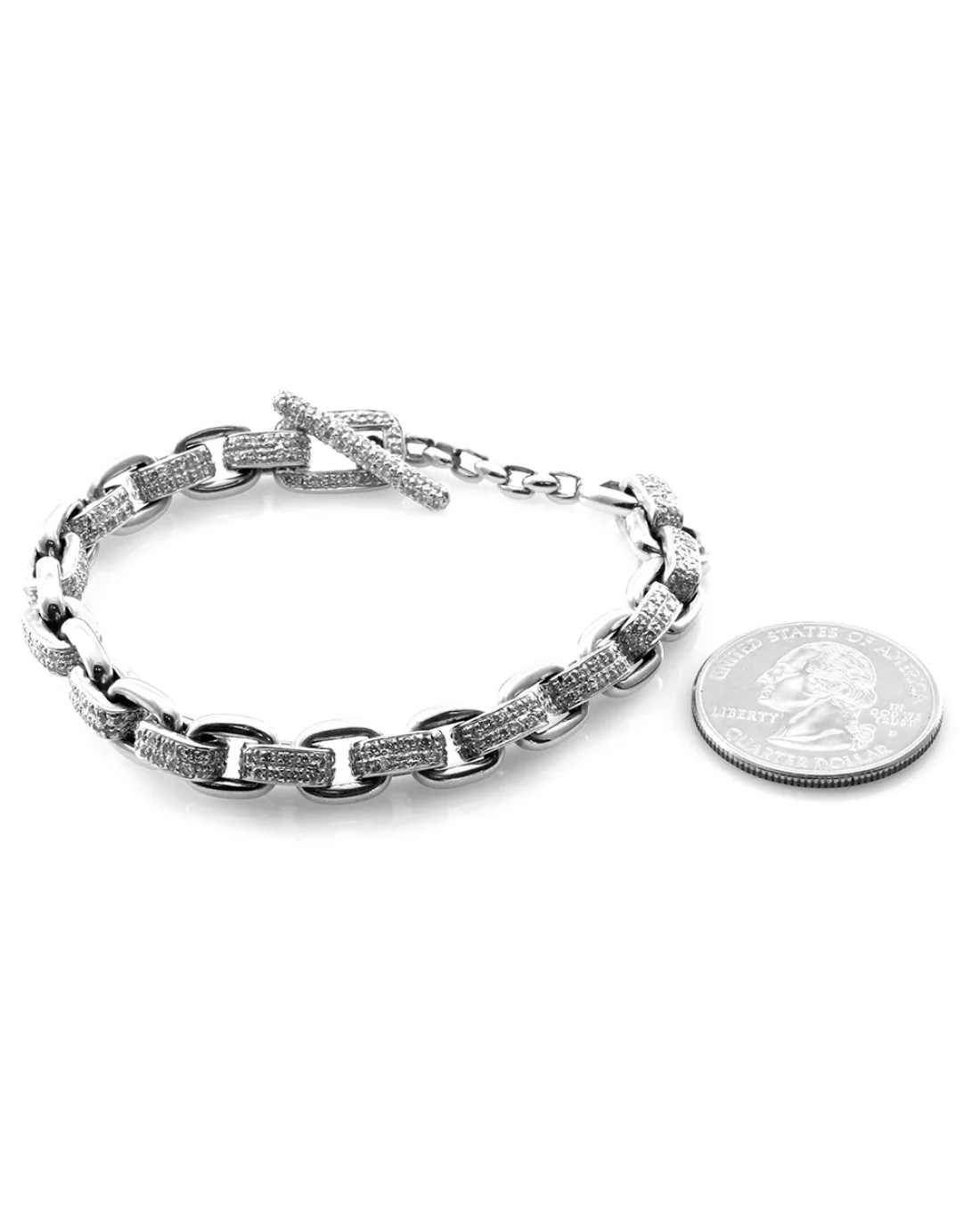 Pave Diamond Link Bracelet in 18K White Gold - Image 3