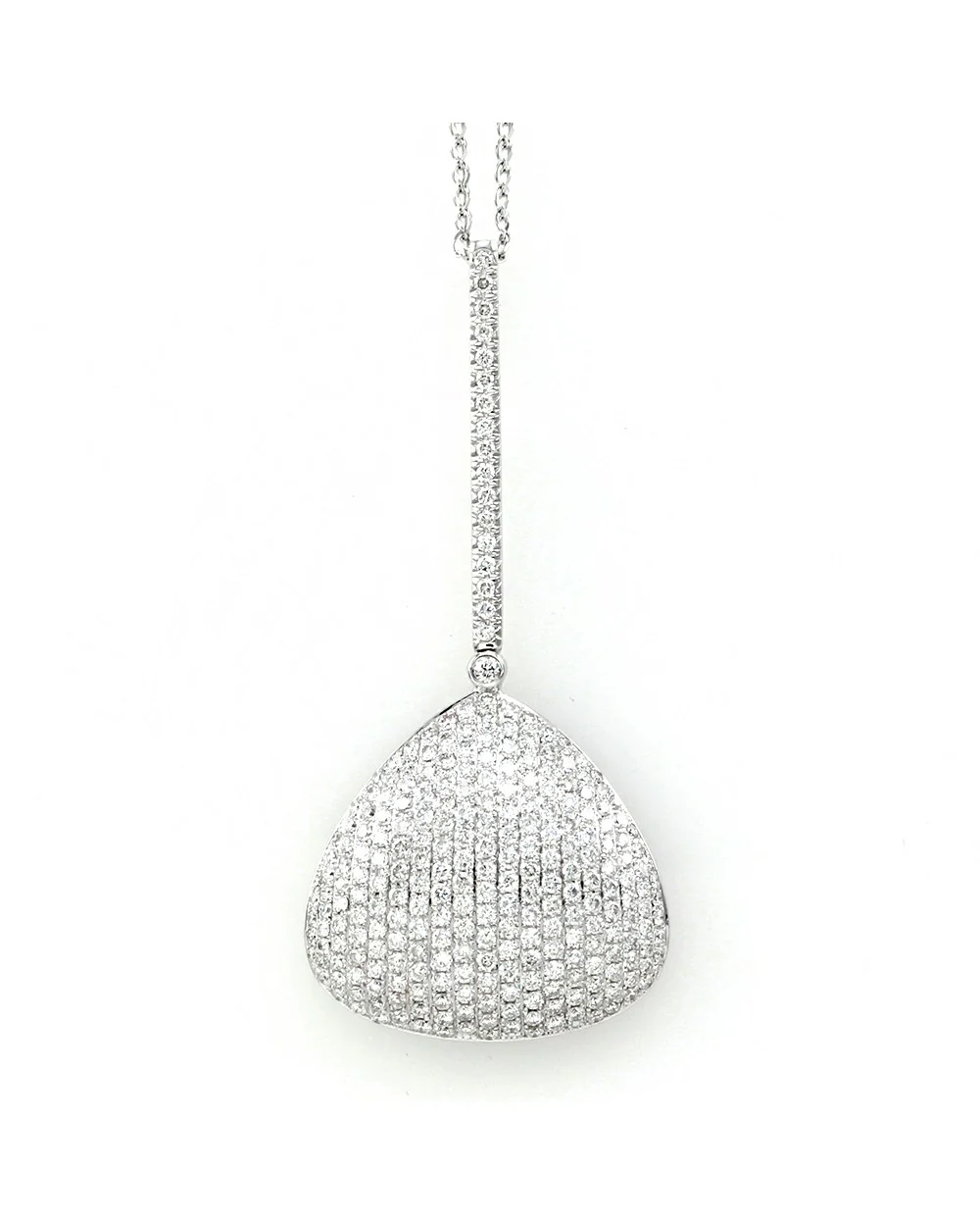 Pave Diamond Triangle Drop Pendant in 18K White Gold