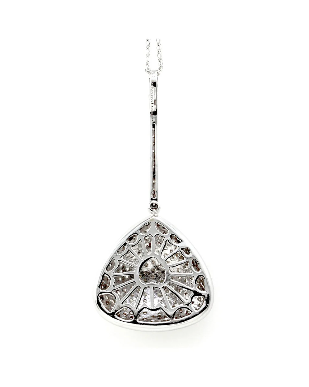 Pave Diamond Triangle Drop Pendant in 18K White Gold - Image 2
