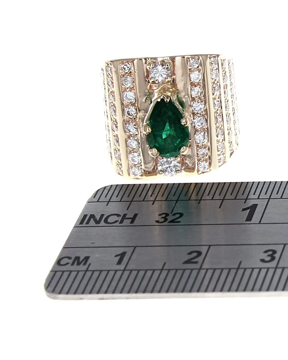 Pear Emerald and Diamond Fashion Ring - Image 3
