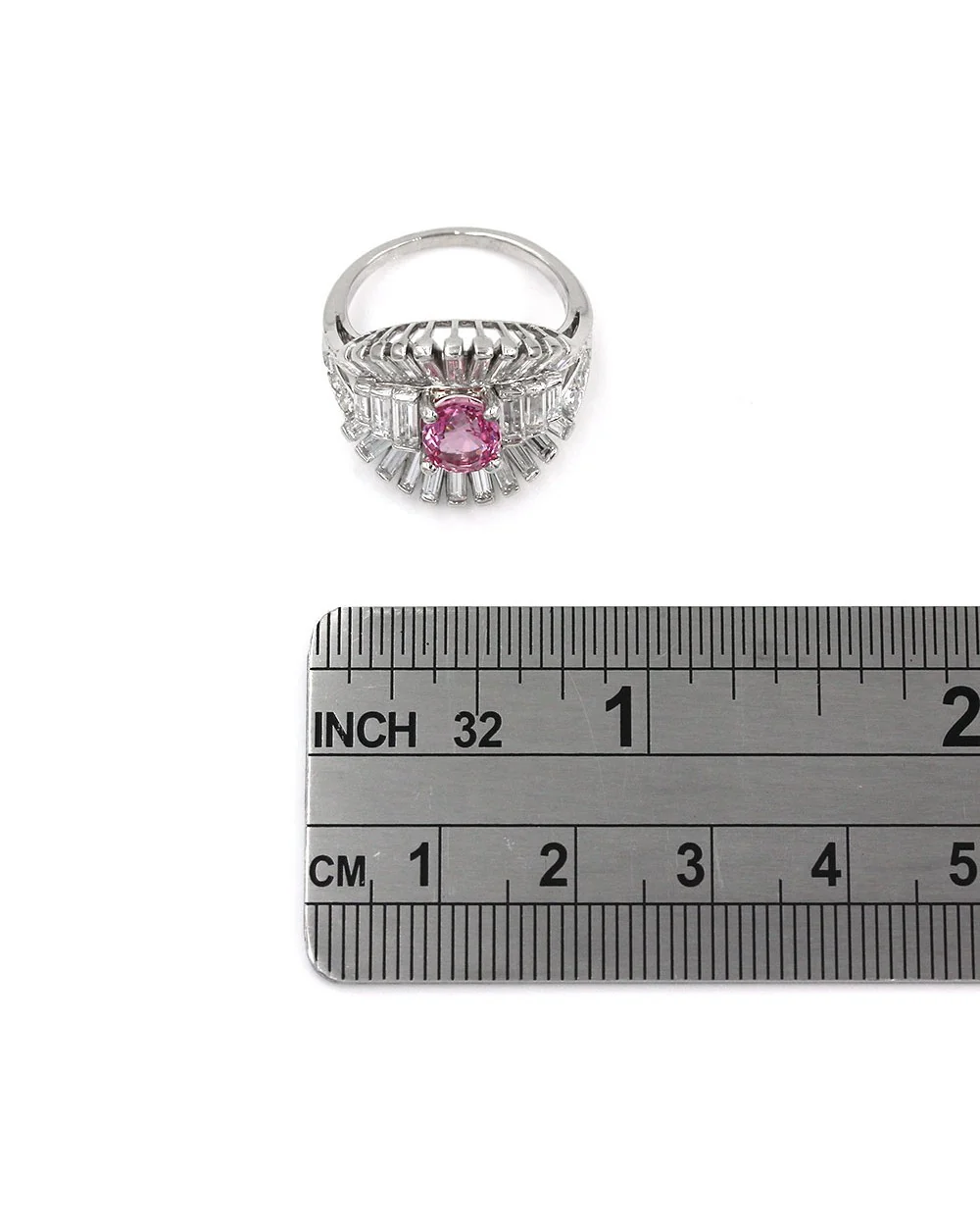 Pink Sapphire and Diamond Ring in Gold - Image 2