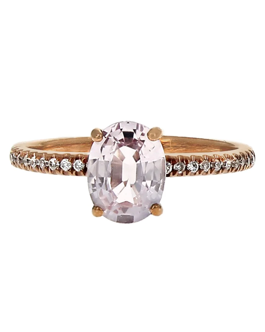 Pink Sapphire and Diamond Ring in Rose Gold - Image 2