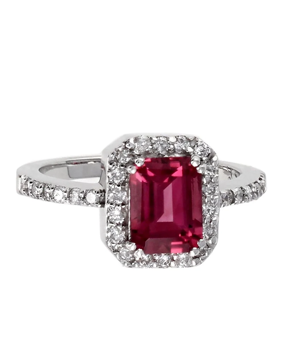 Pink Tourmaline and Diamond Halo Ring - Image 2