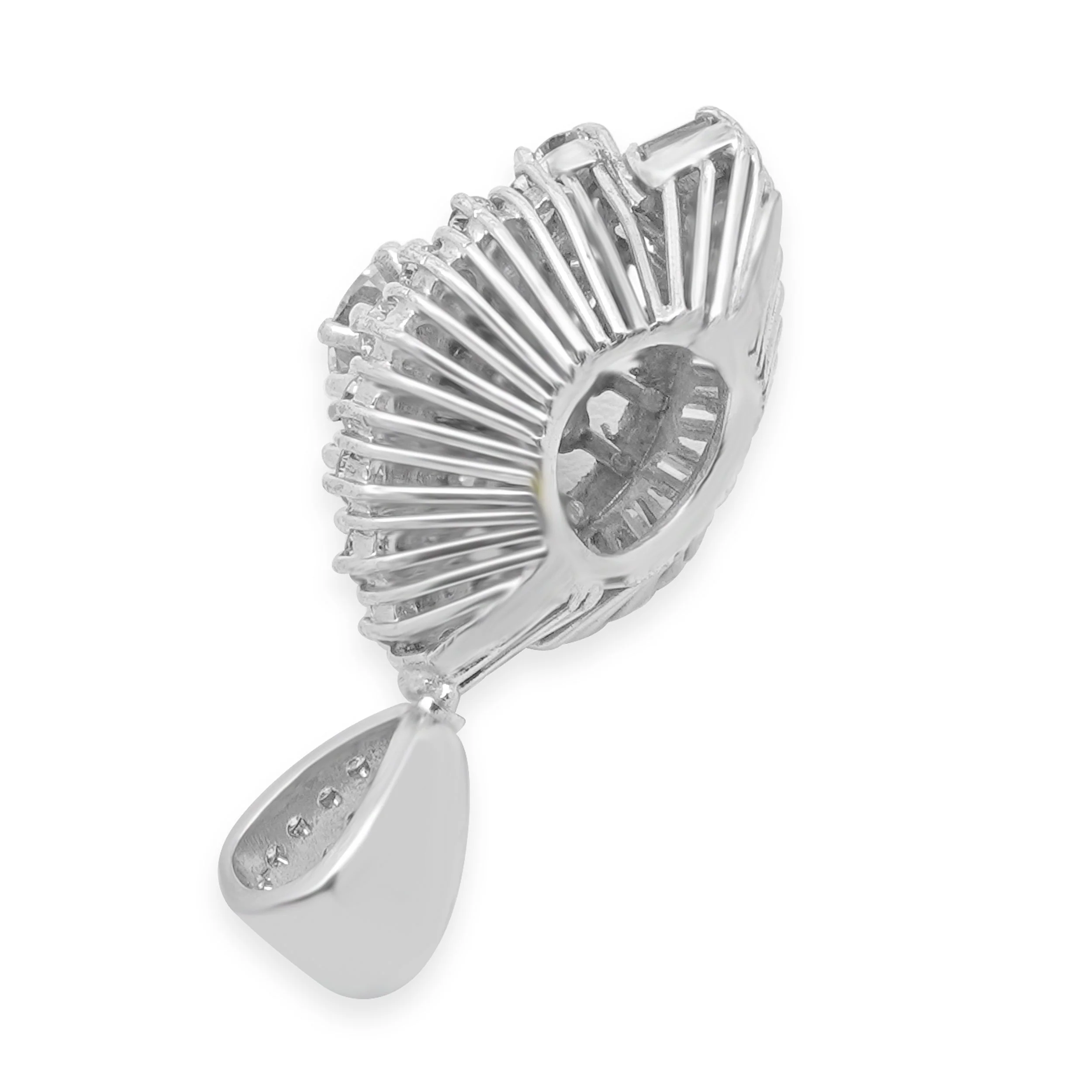 Platinum/ 14k White Gold Baguette & Round Brillaint Diamond Bypass Pendant - Image 4
