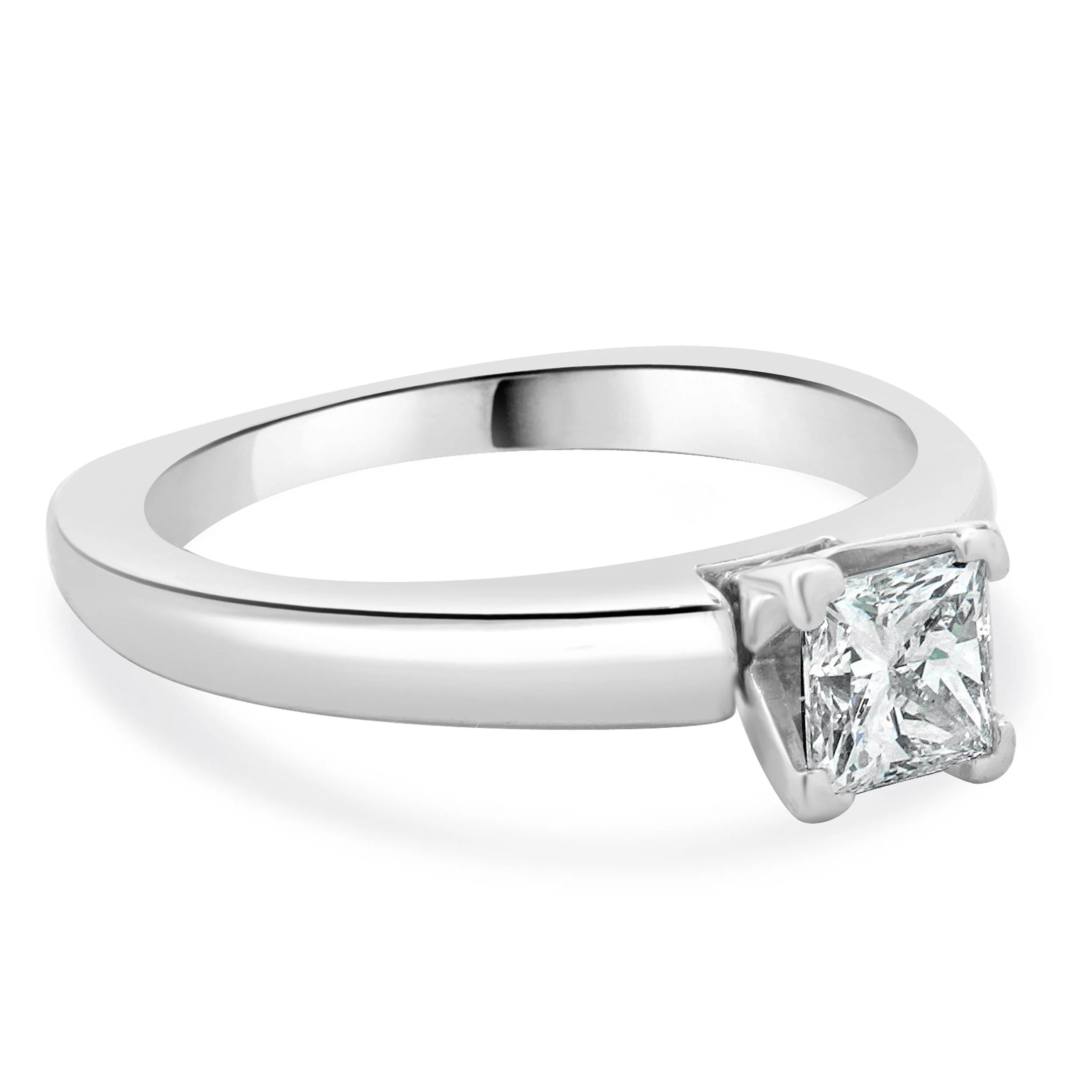 Platinum & 18 Karat White Gold Princess Cut Diamond Engagement Ring - Image 4