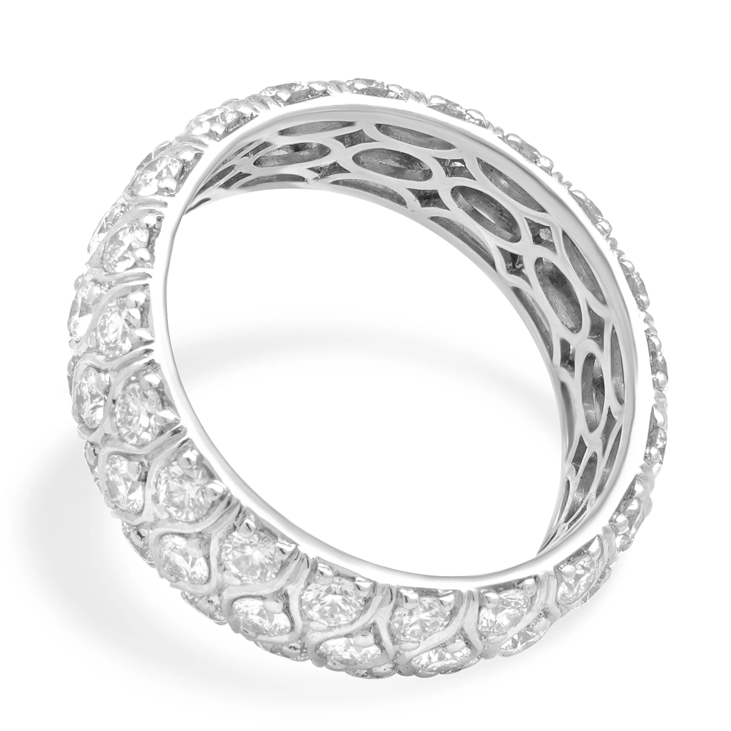 Platinum 3-Row Round Cut Diamond Eternity Band - Image 2