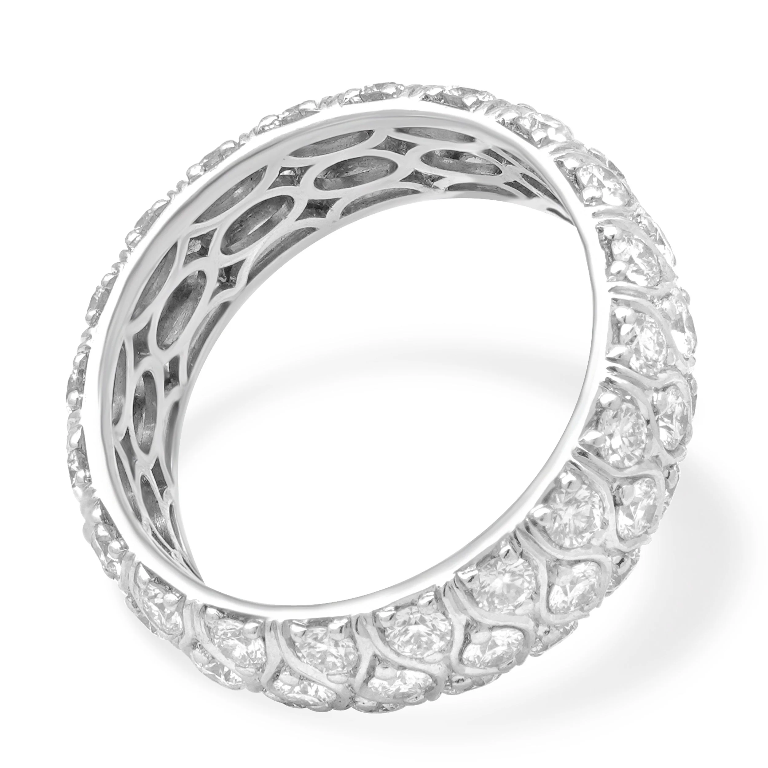 Platinum 3-Row Round Cut Diamond Eternity Band - Image 3