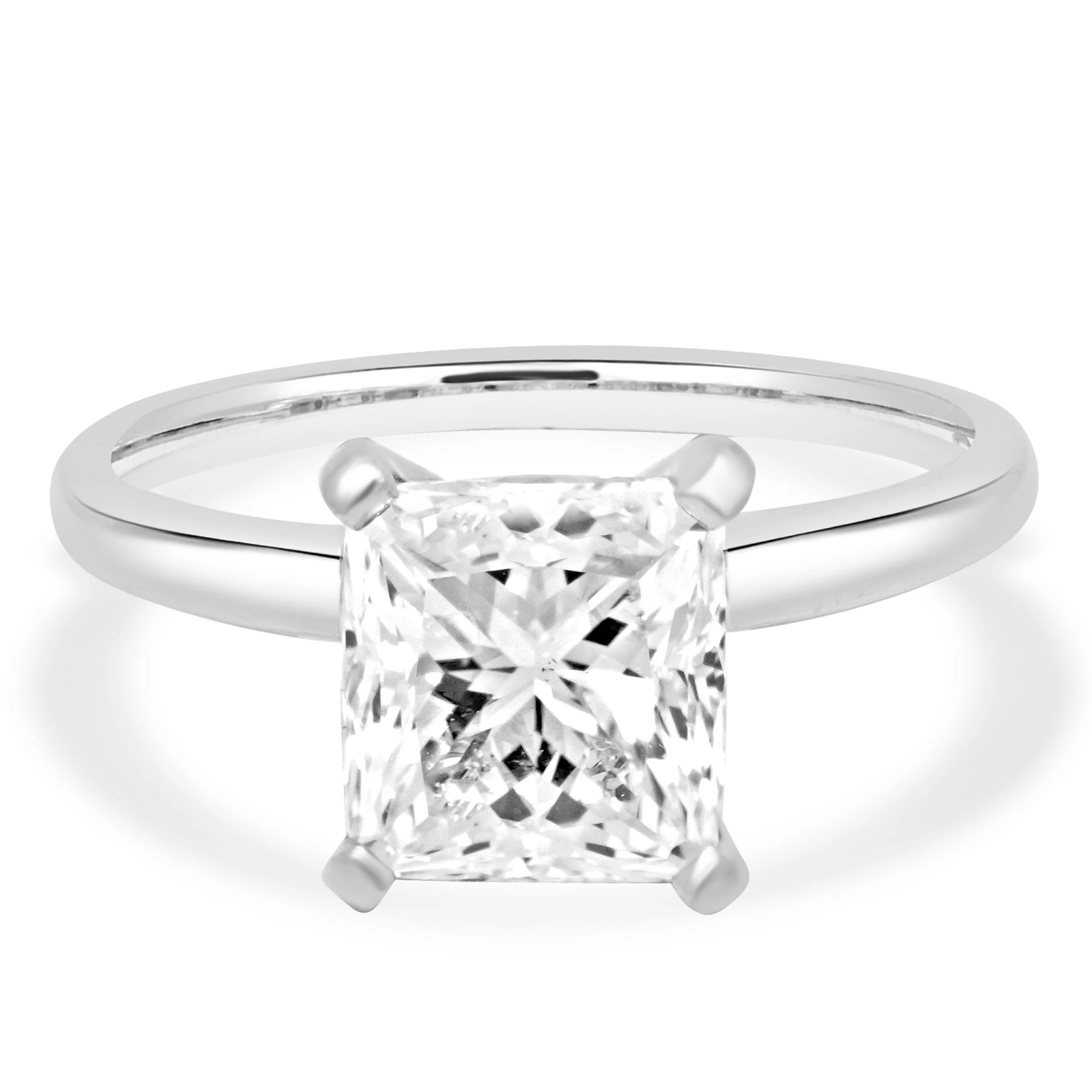 Platinum 4-Prong Set EGL Certified 3.01ct Radiant Cut Diamond Solitaire Engagement Ring