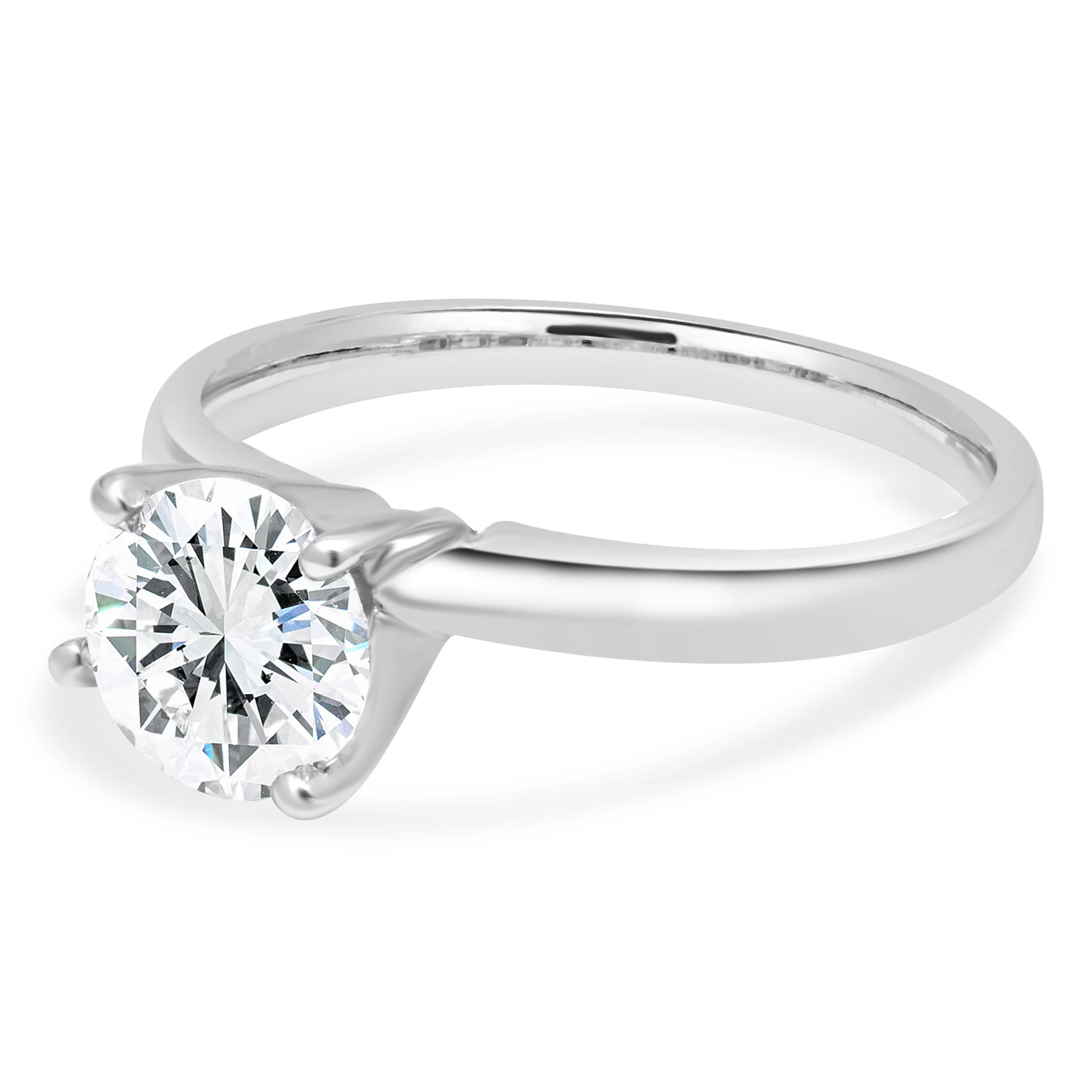Platinum 4-Prong Set GIA Certified Round Brilliant Cut Diamond Solitaire Engagement Ring - Image 2