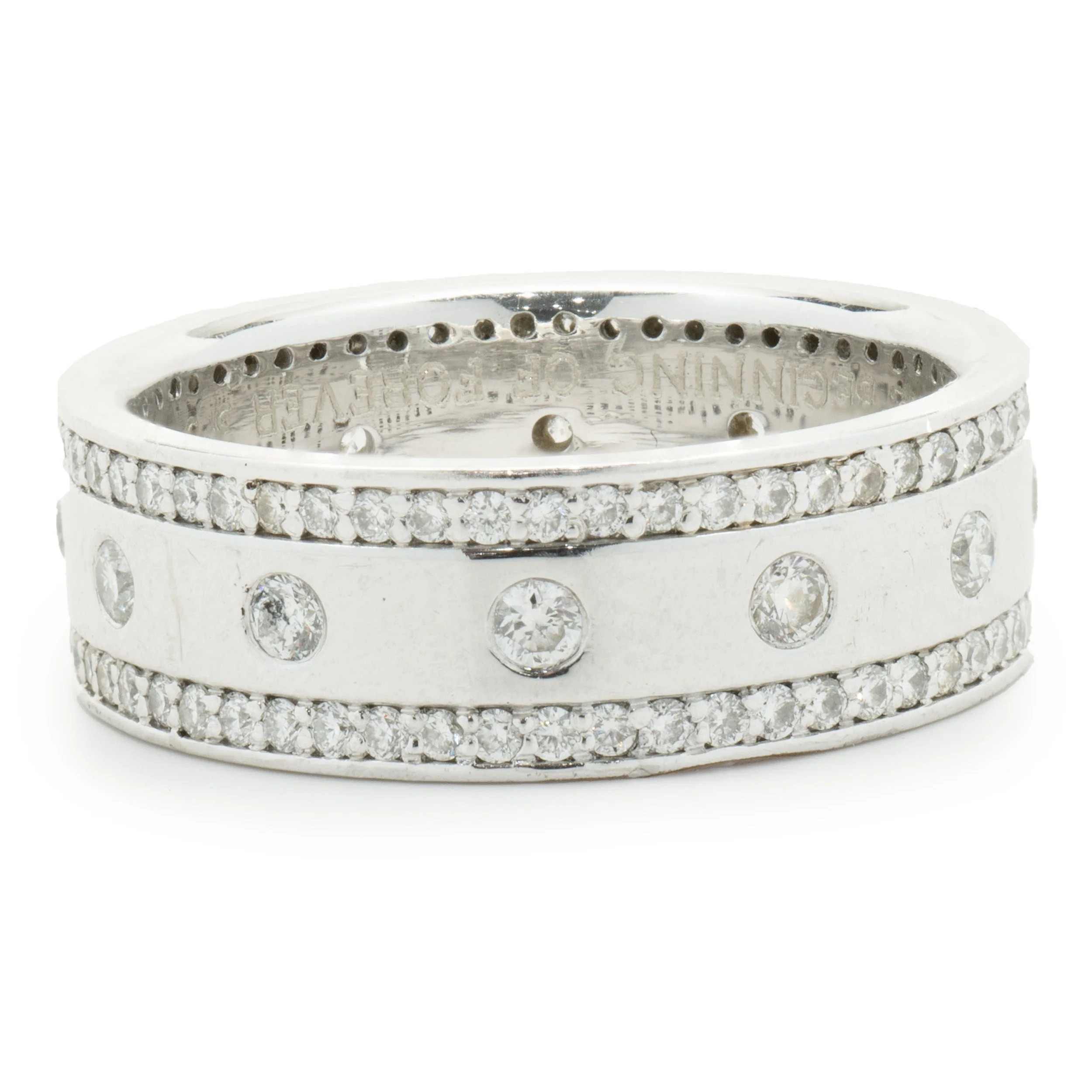 Platinum 8MM Three Row Diamond Band