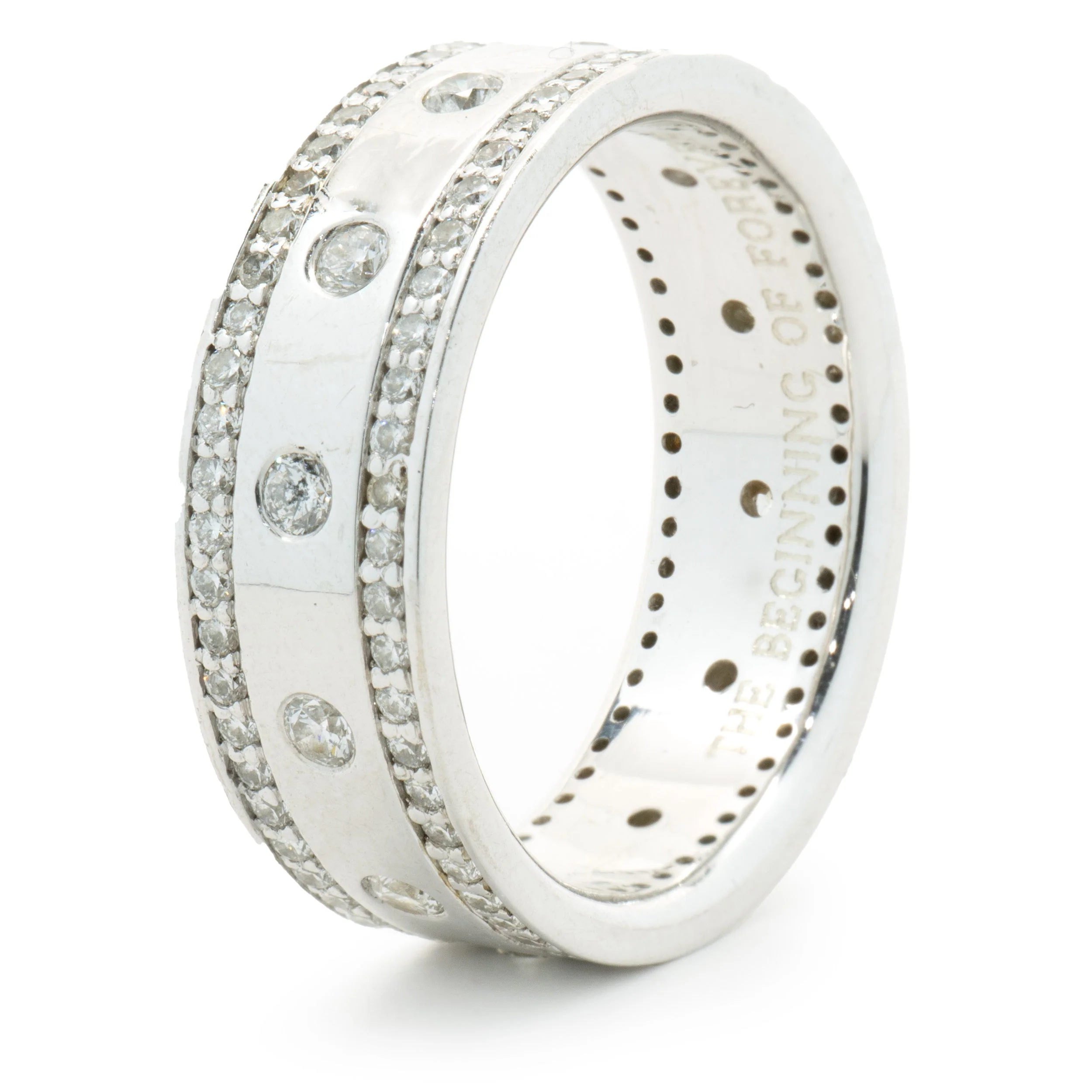 Platinum 8MM Three Row Diamond Band - Image 2