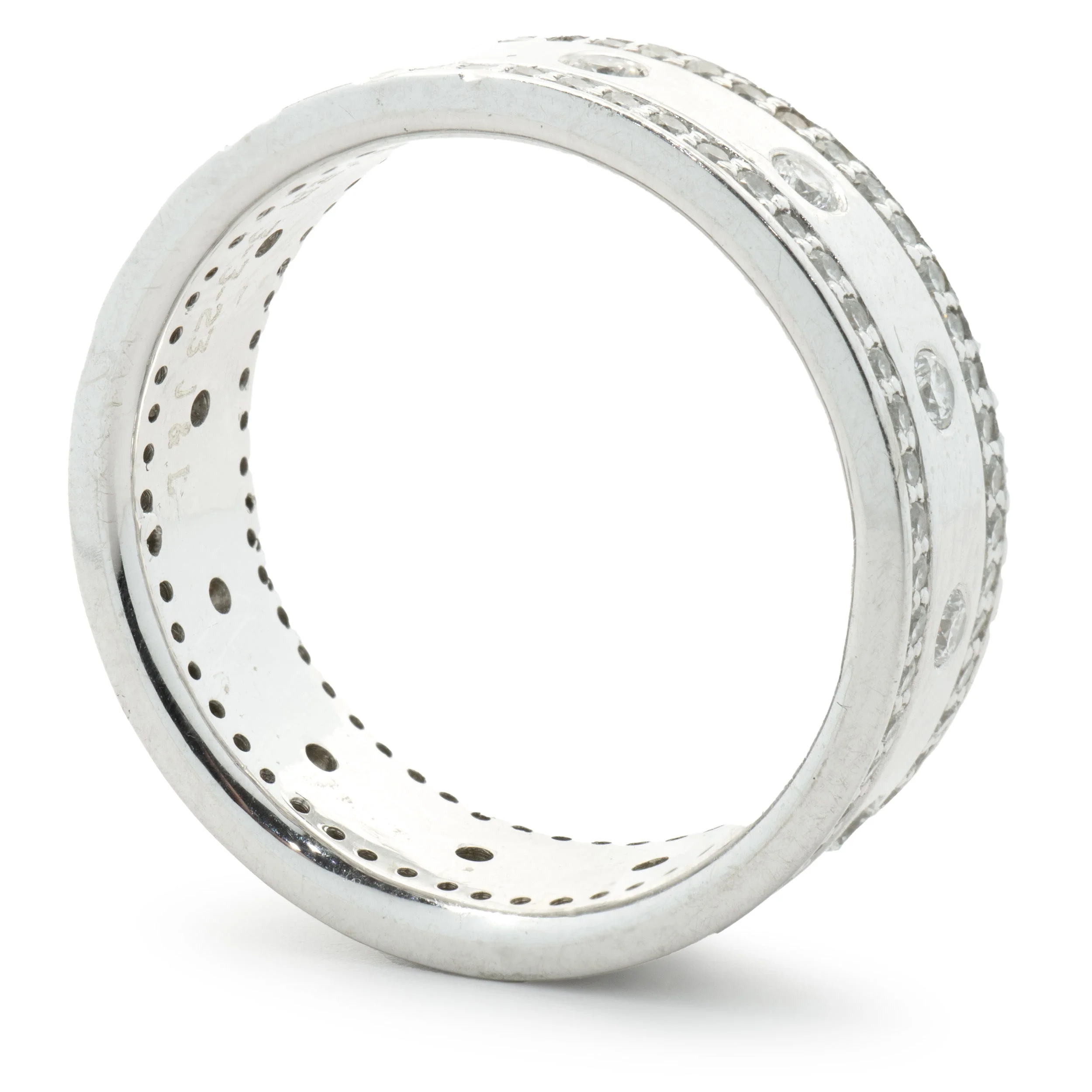 Platinum 8MM Three Row Diamond Band - Image 3