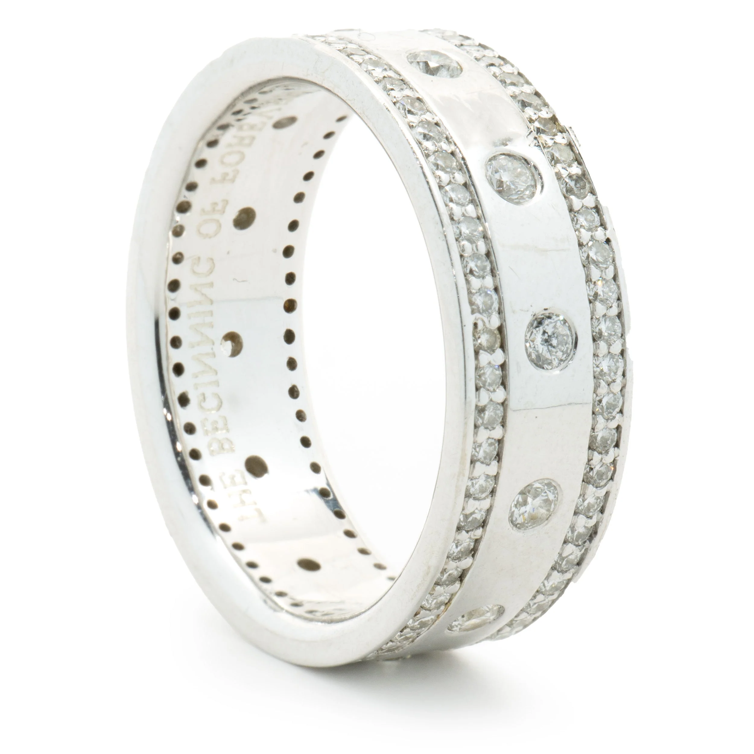 Platinum 8MM Three Row Diamond Band - Image 4