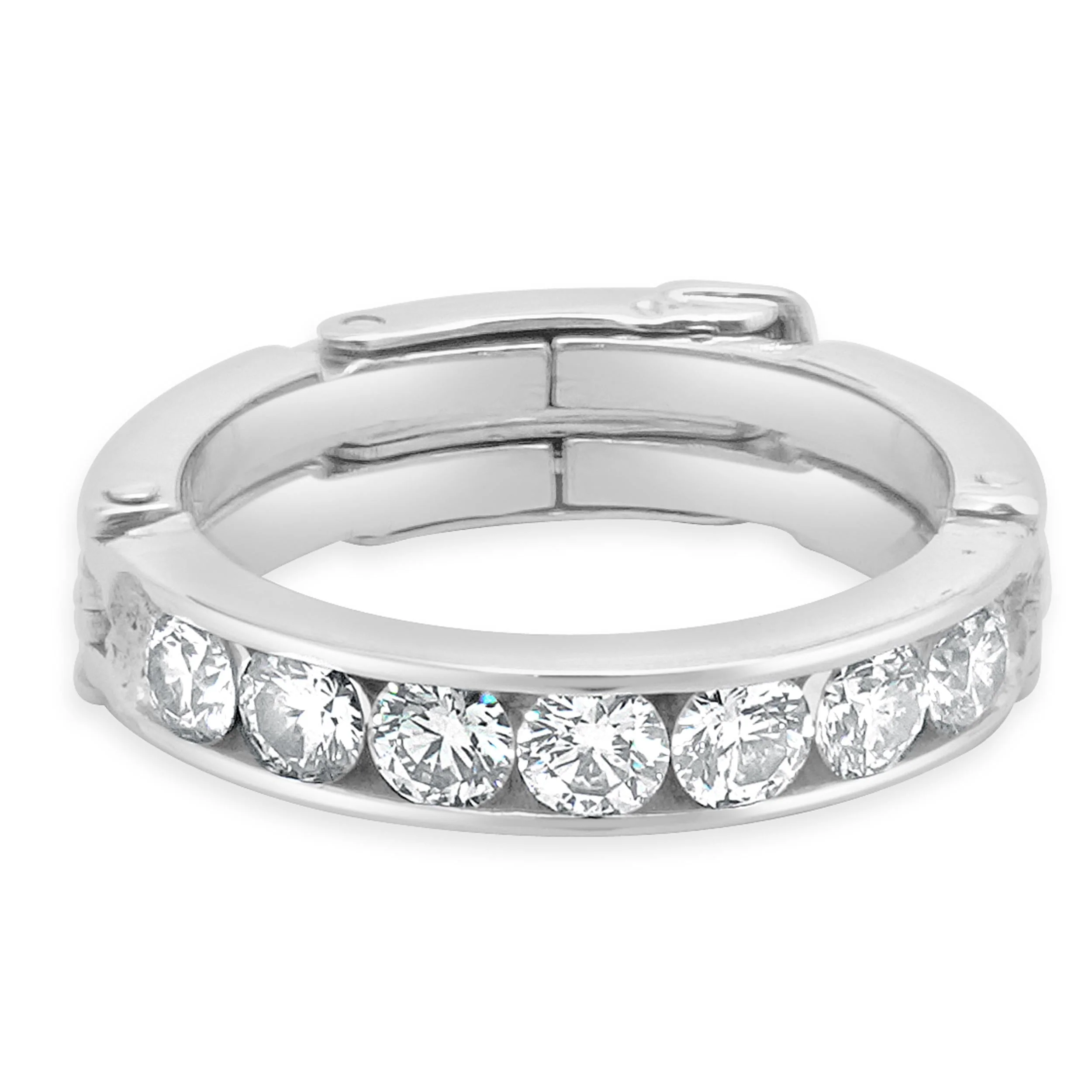 Platinum Channel Set Diamond Band with Arthritic Shank