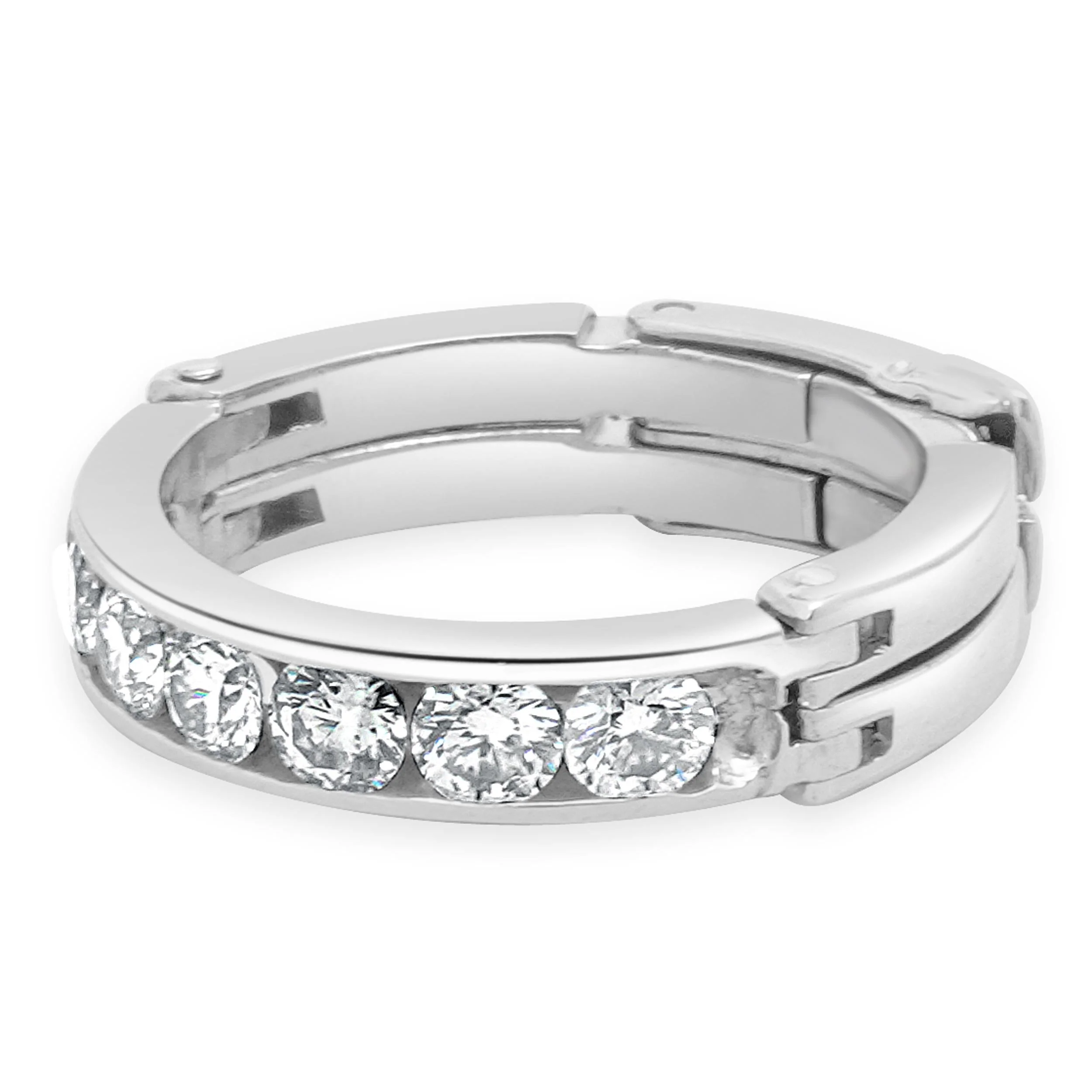 Platinum Channel Set Diamond Band with Arthritic Shank - Image 2