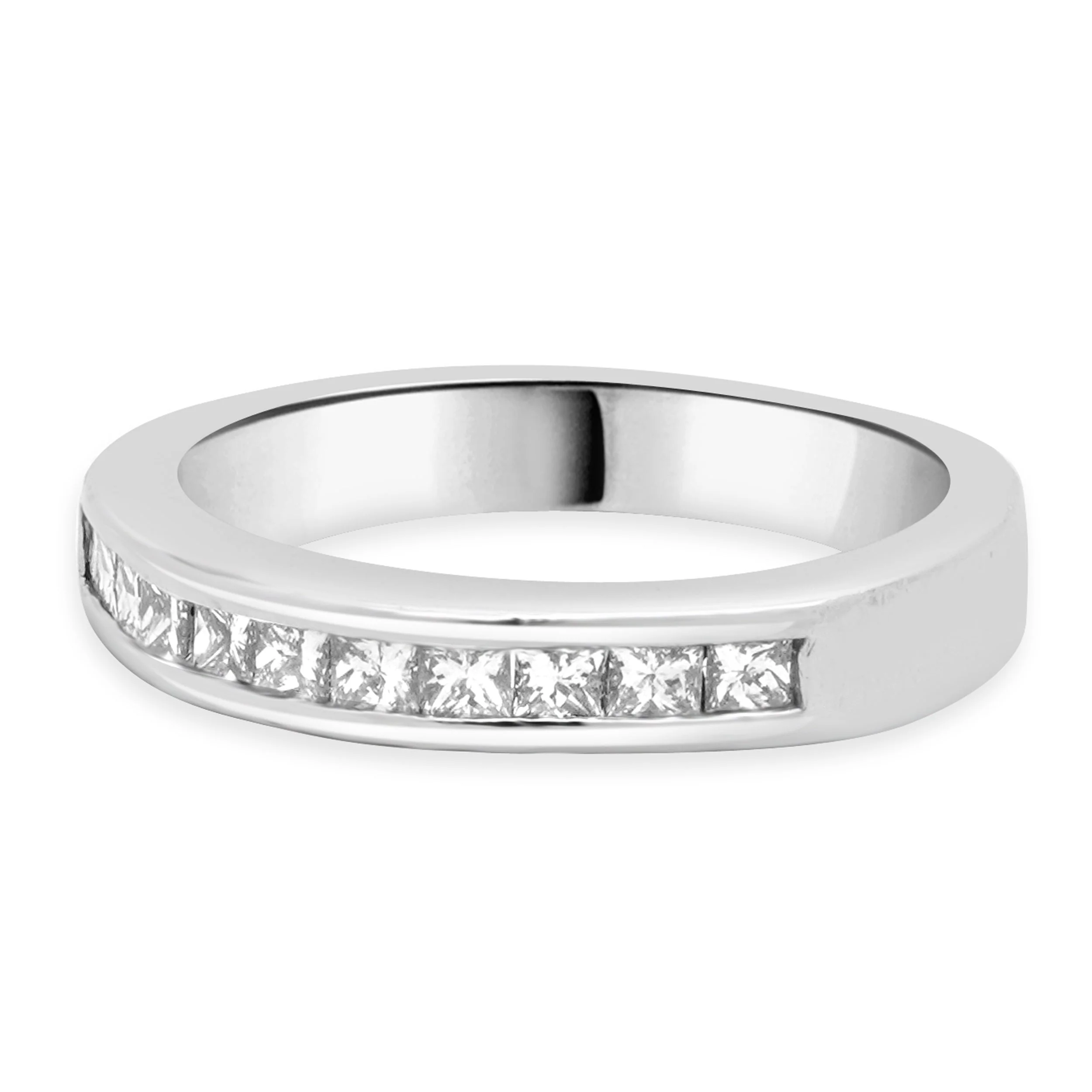 Platinum Channel Set Princess Cut Diamond Band - Image 2