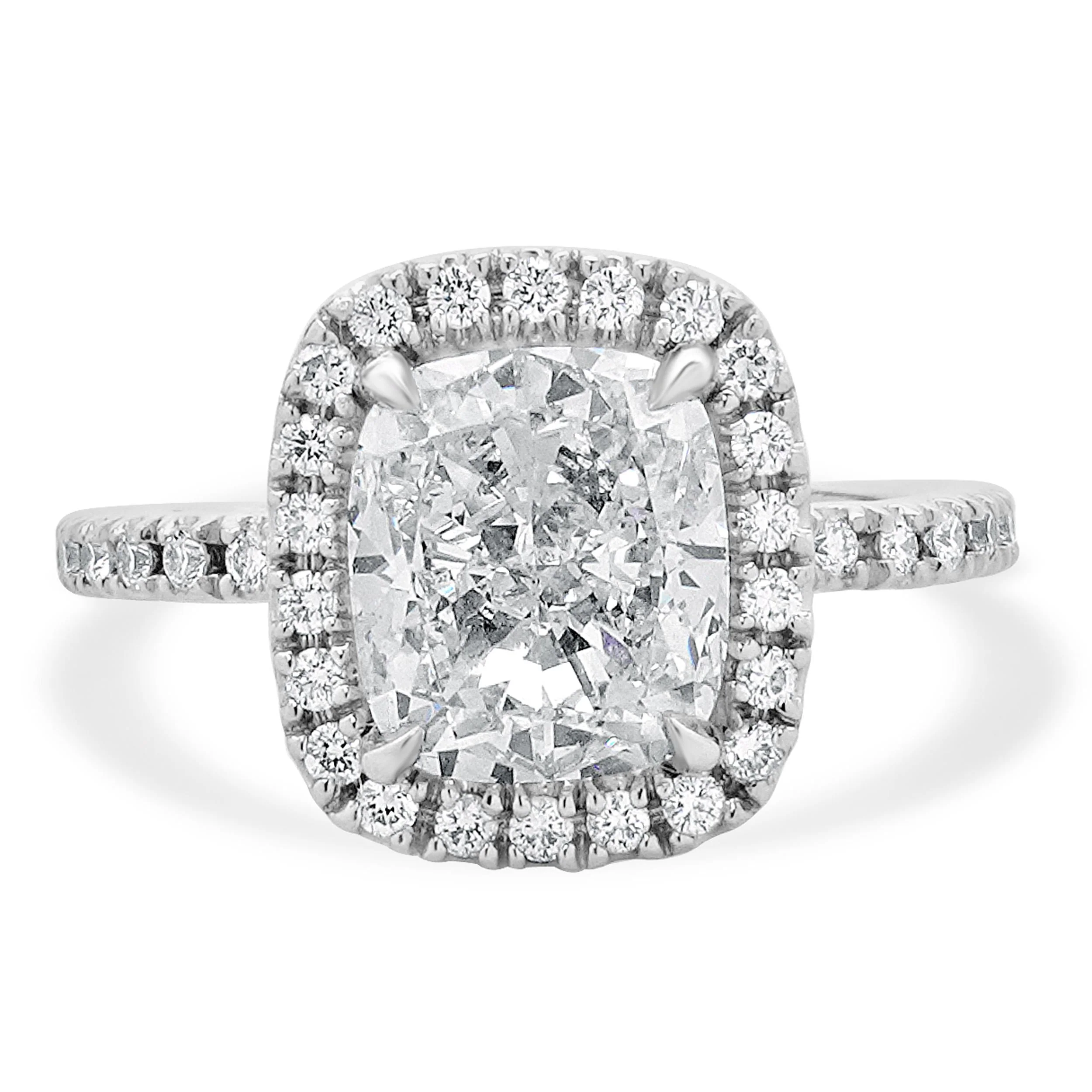 Platinum Cushion Cut Diamond Engagement Ring
