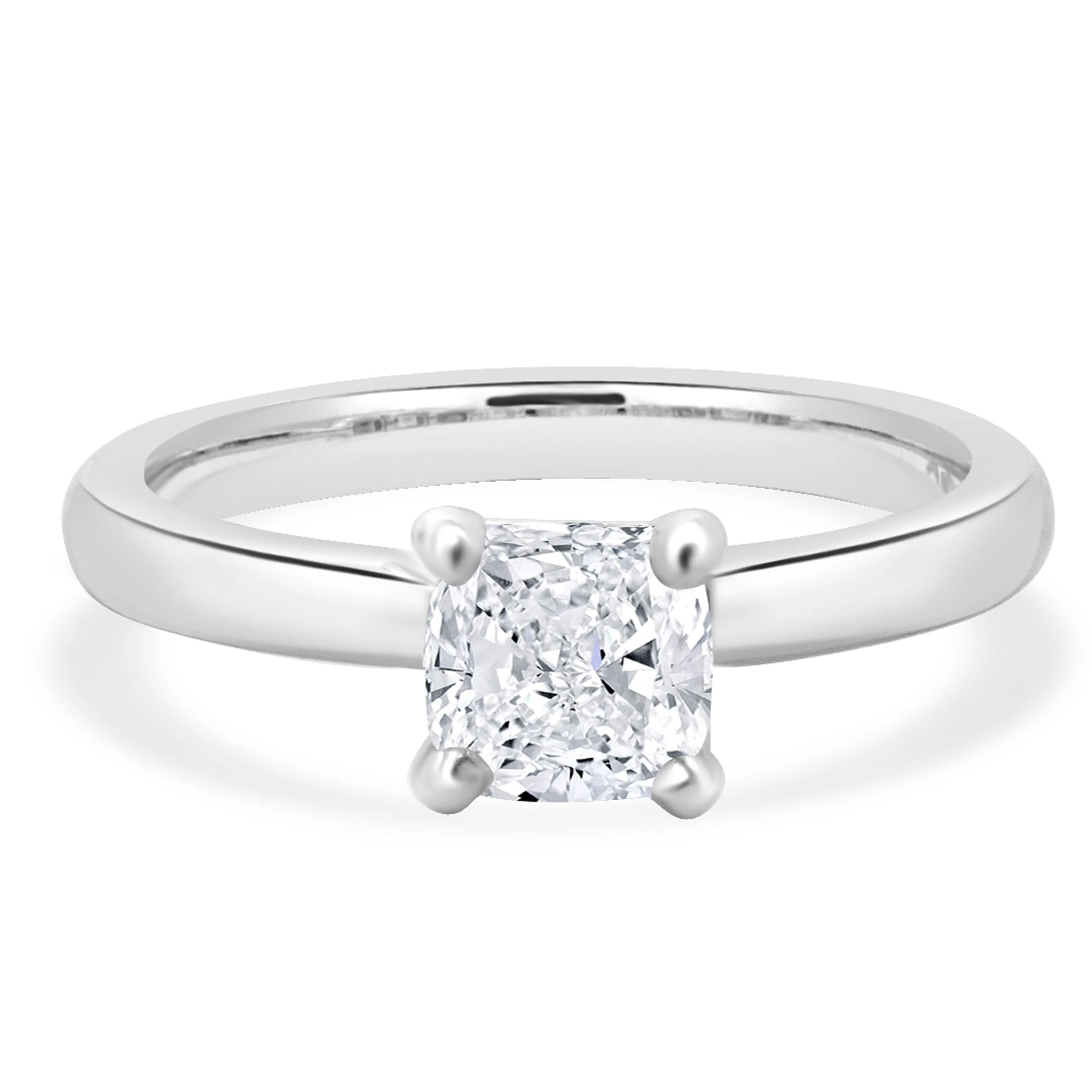 Platinum Cushion Cut Diamond Engagement Ring