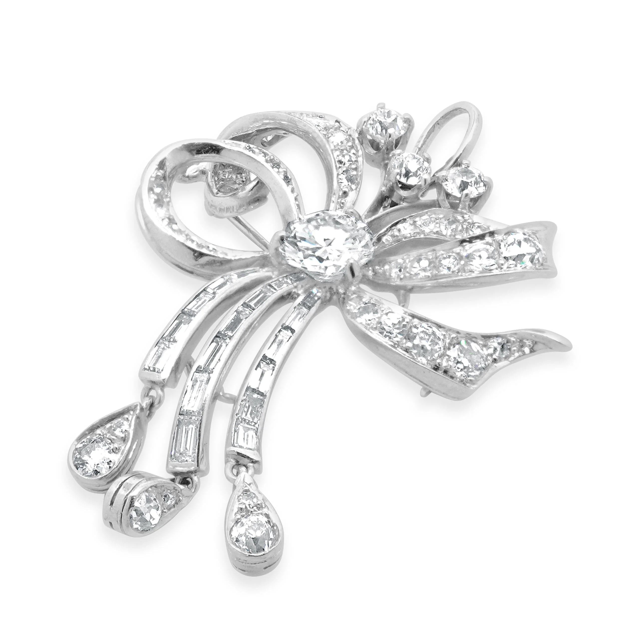 Platinum Diamond Bow Pin