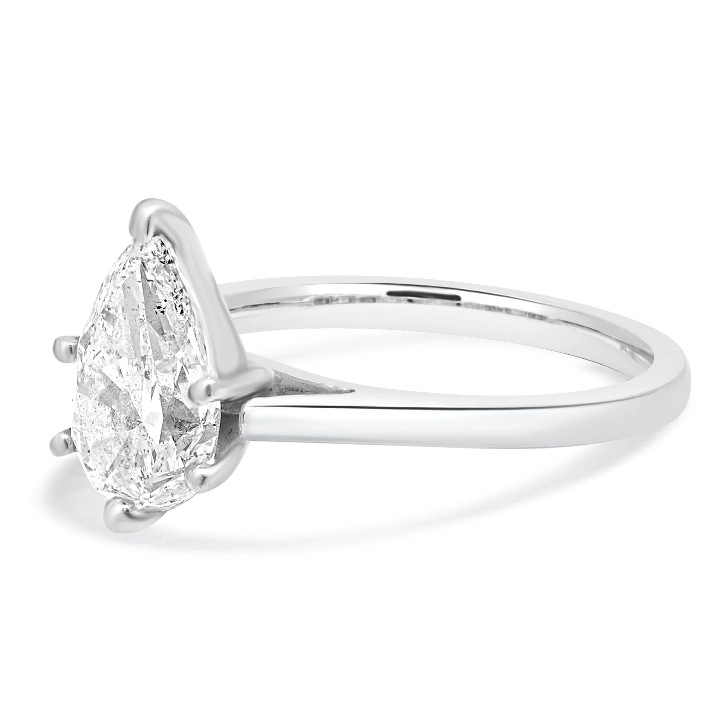 Platinum Diamond Pear Solitaire Engagement Ring - Image 2