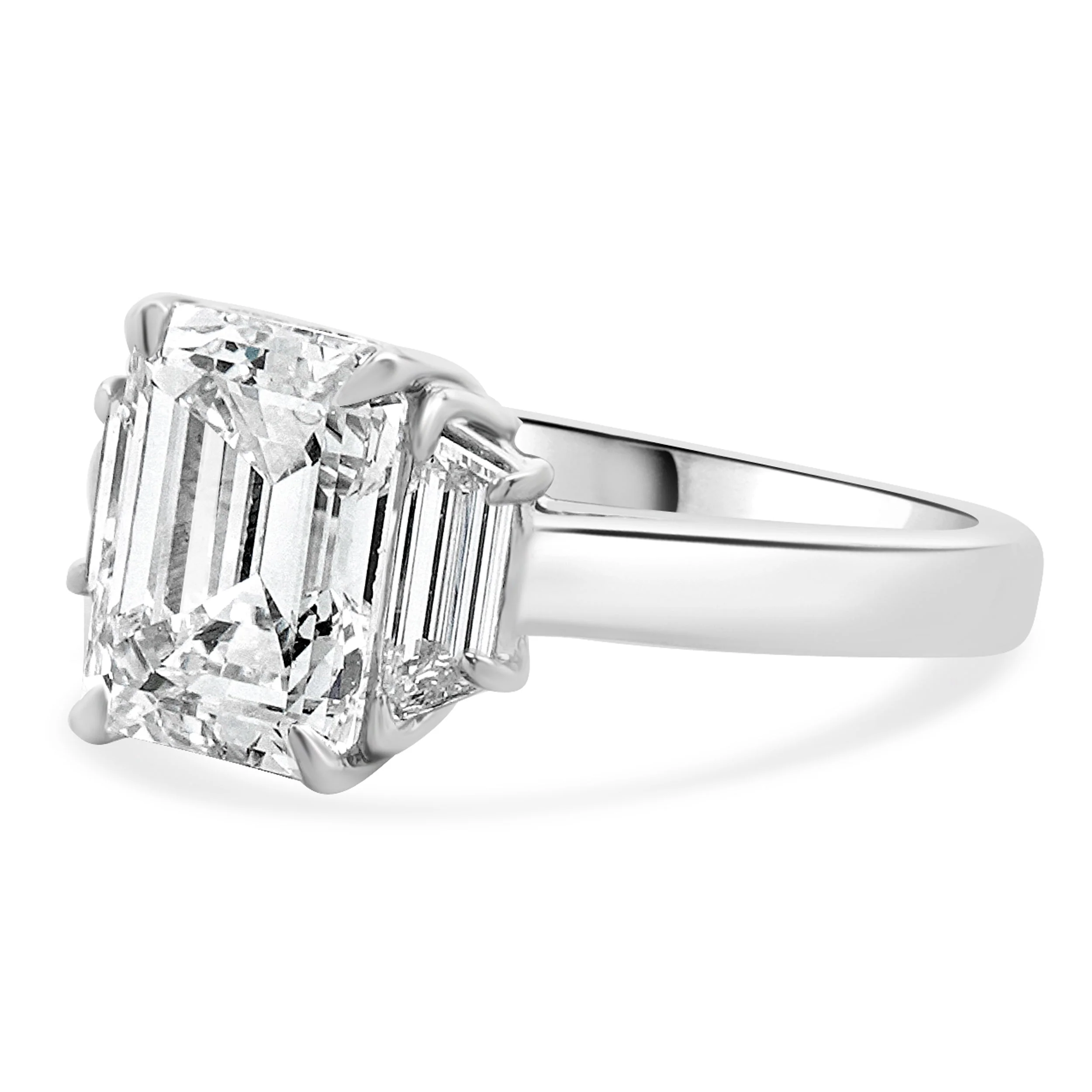 Platinum Emerald Cut Diamond Engagement Ring - Image 2