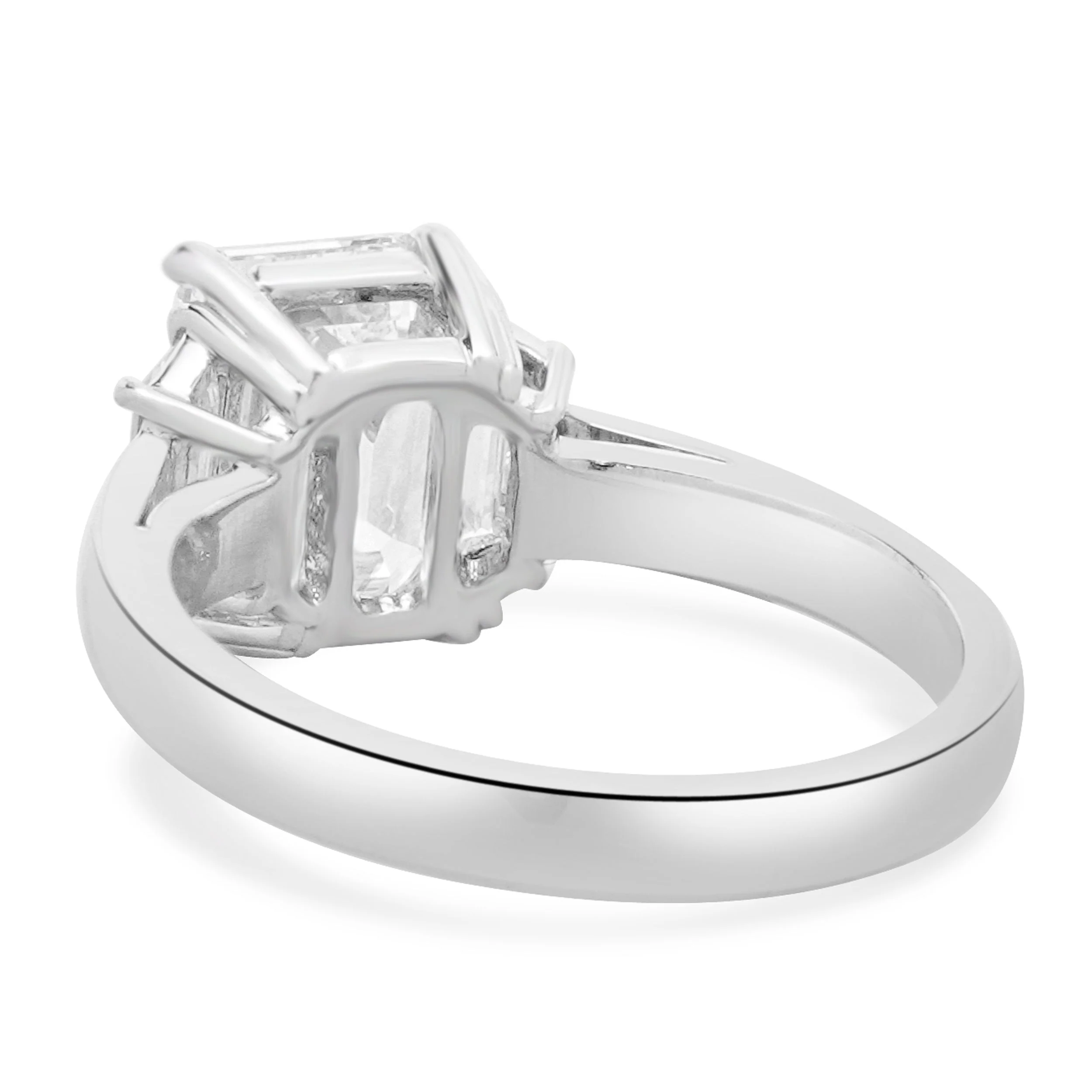 Platinum Emerald Cut Diamond Engagement Ring - Image 4