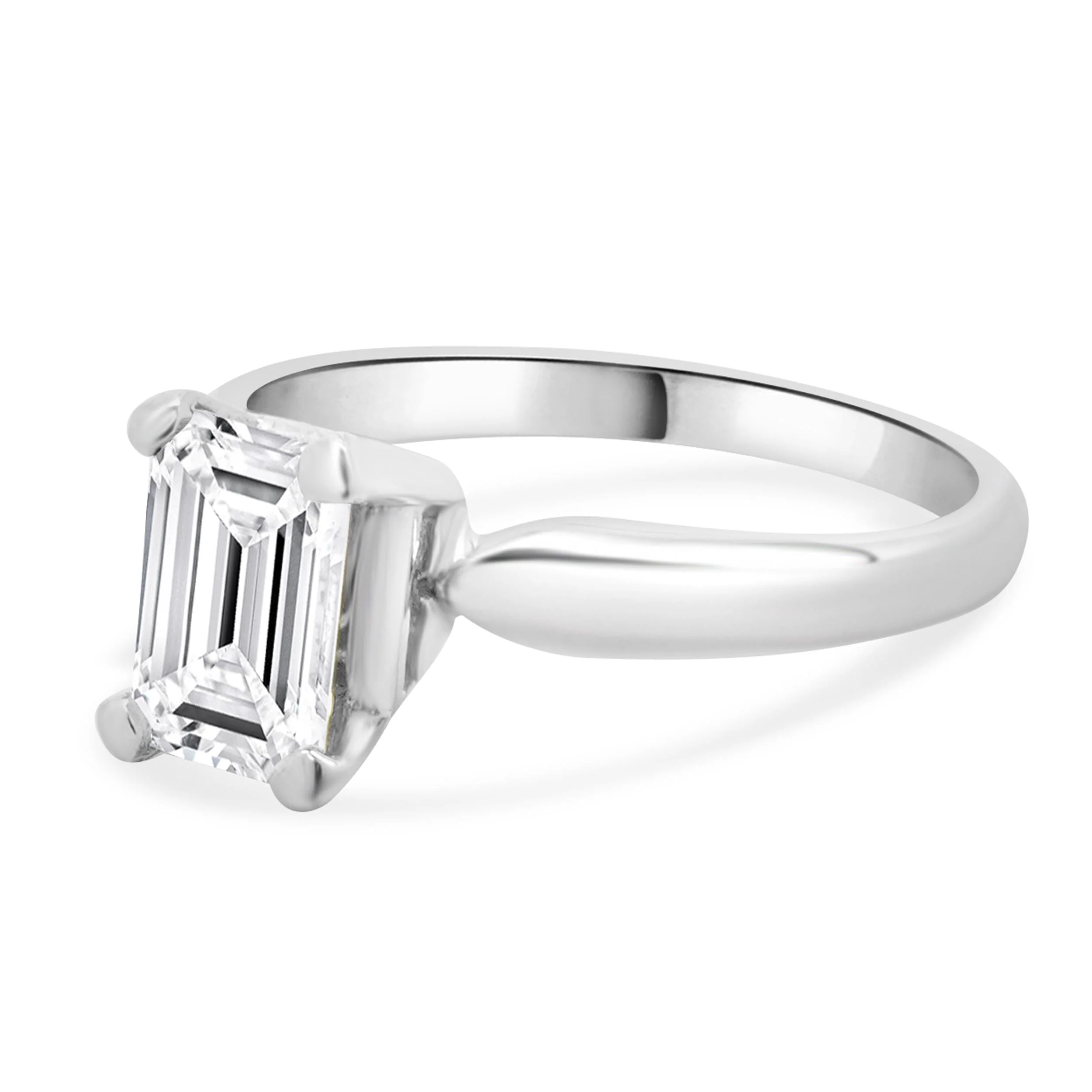 Platinum Emerald Cut Diamond Engagement Ring - Image 3