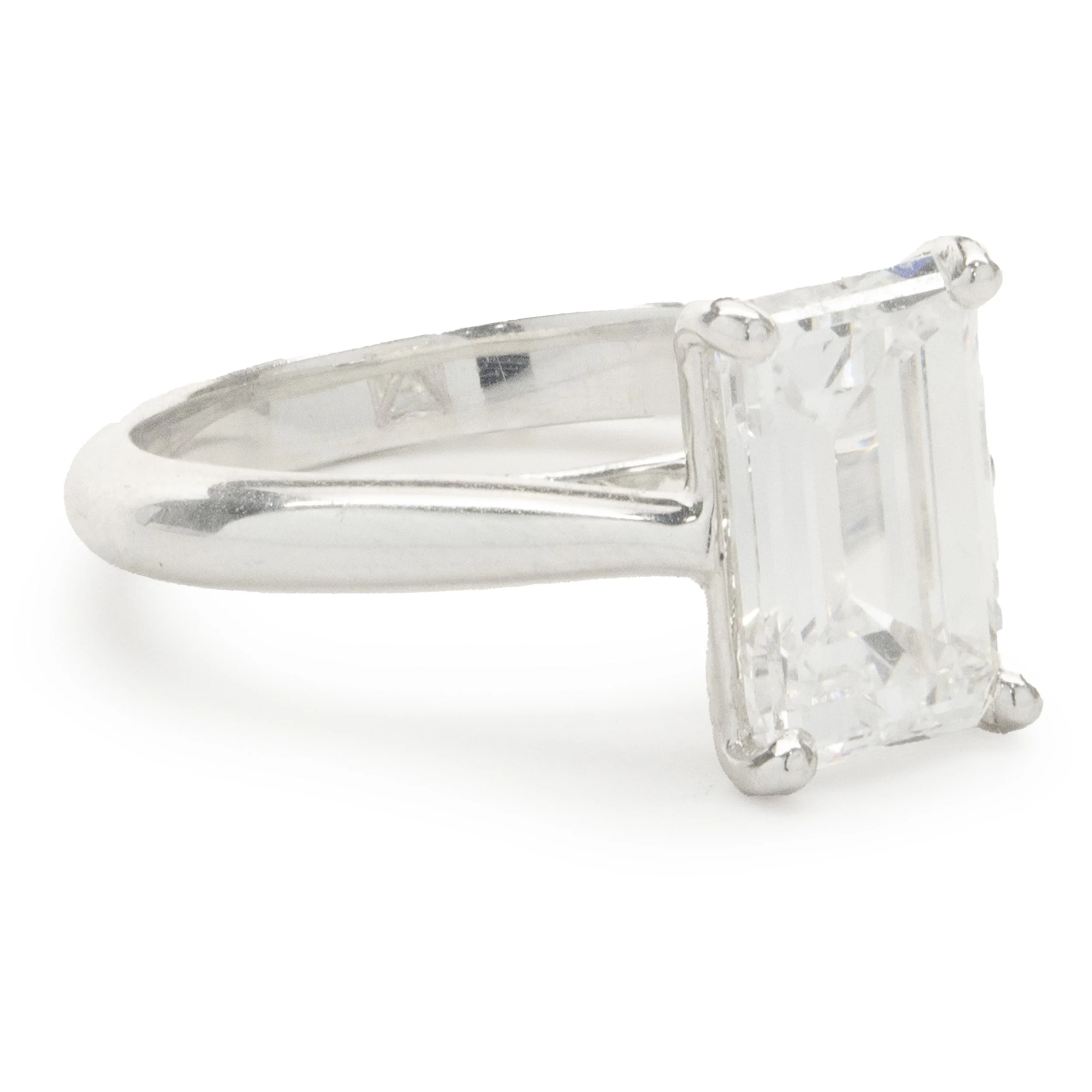 Platinum Emerald Cut Diamond Engagement Ring - Image 2