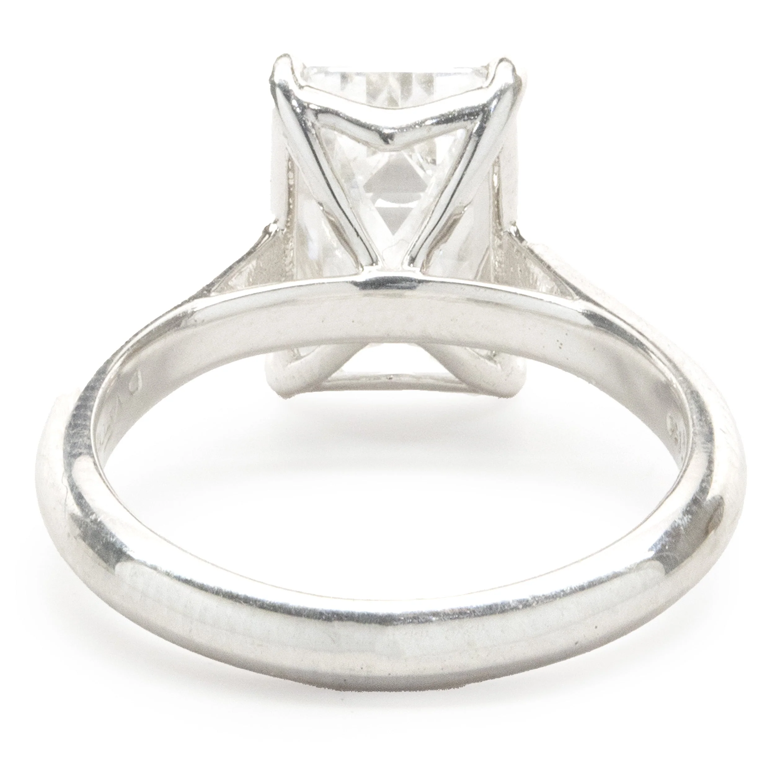 Platinum Emerald Cut Diamond Engagement Ring - Image 3