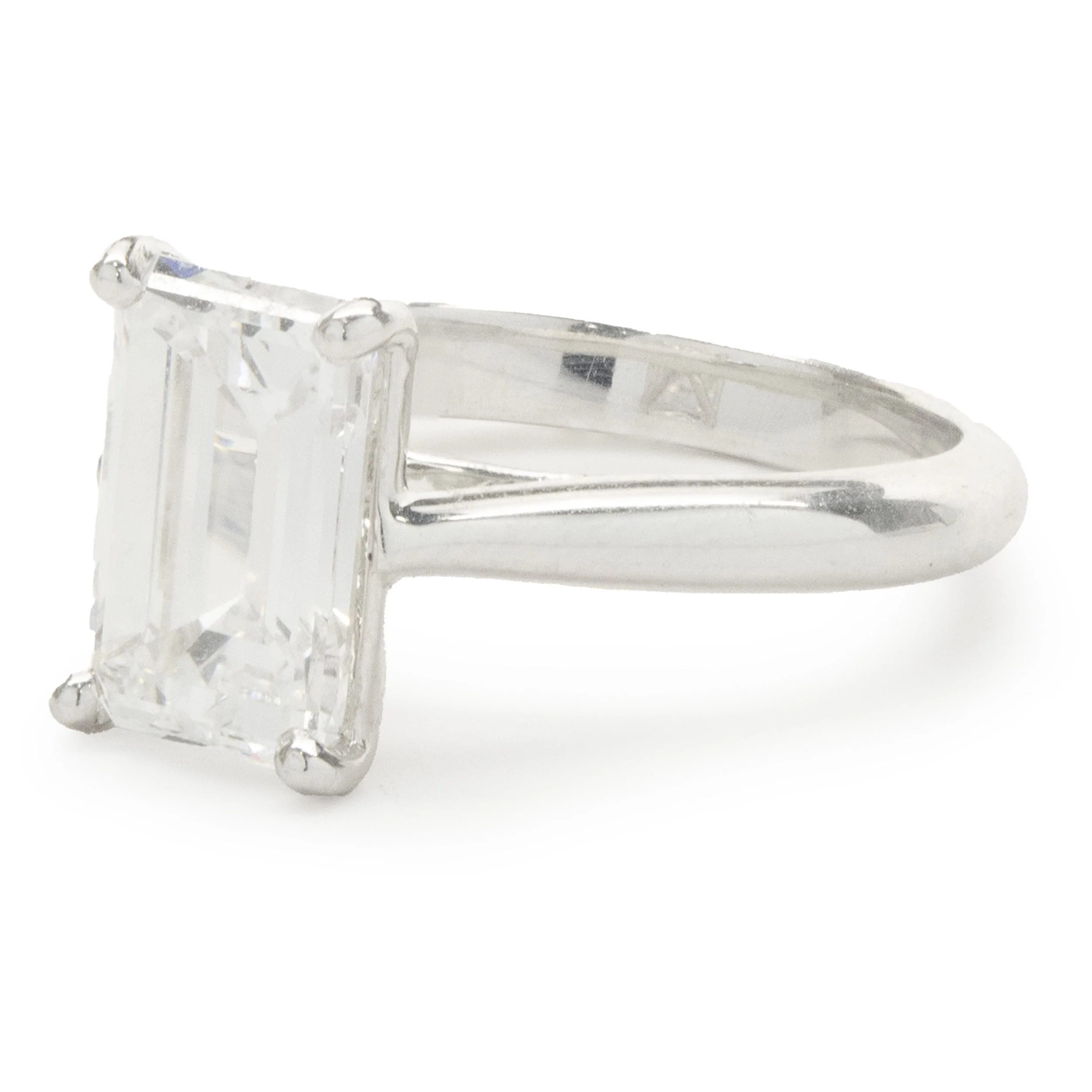 Platinum Emerald Cut Diamond Engagement Ring - Image 4