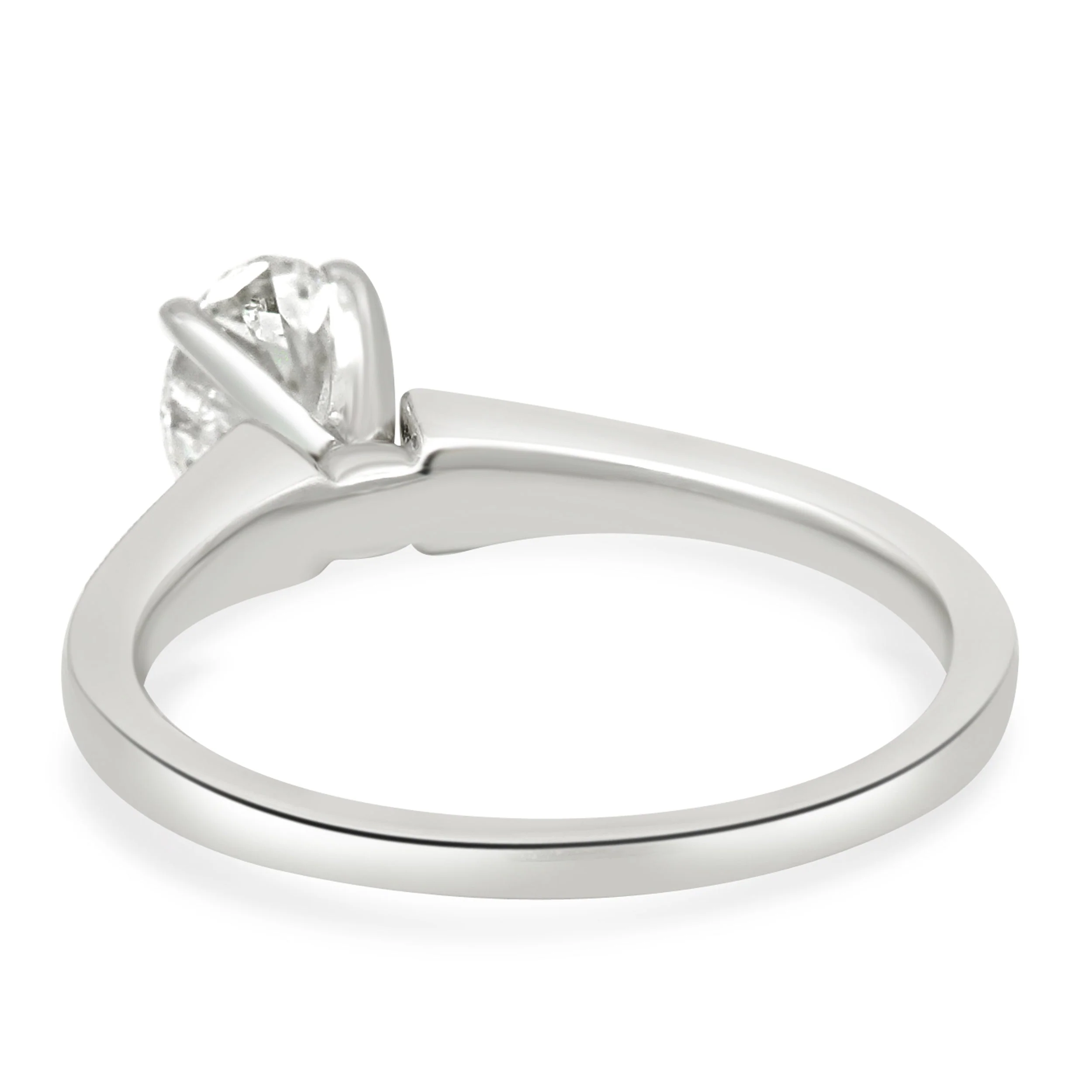 Platinum GIA Certified Oval Cut and Round Diamond Milgrain Engagement Ring - Image 4