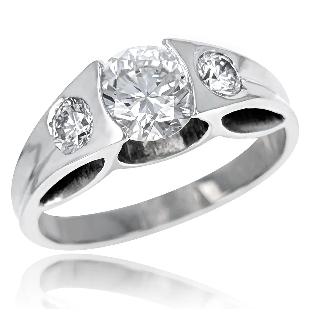 Platinum GIA Certified Round Brilliant Cut Diamond Euro Shank Engagement Ring