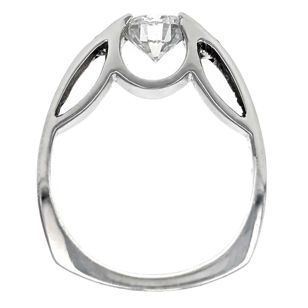 Platinum GIA Certified Round Brilliant Cut Diamond Euro Shank Engagement Ring - Image 2
