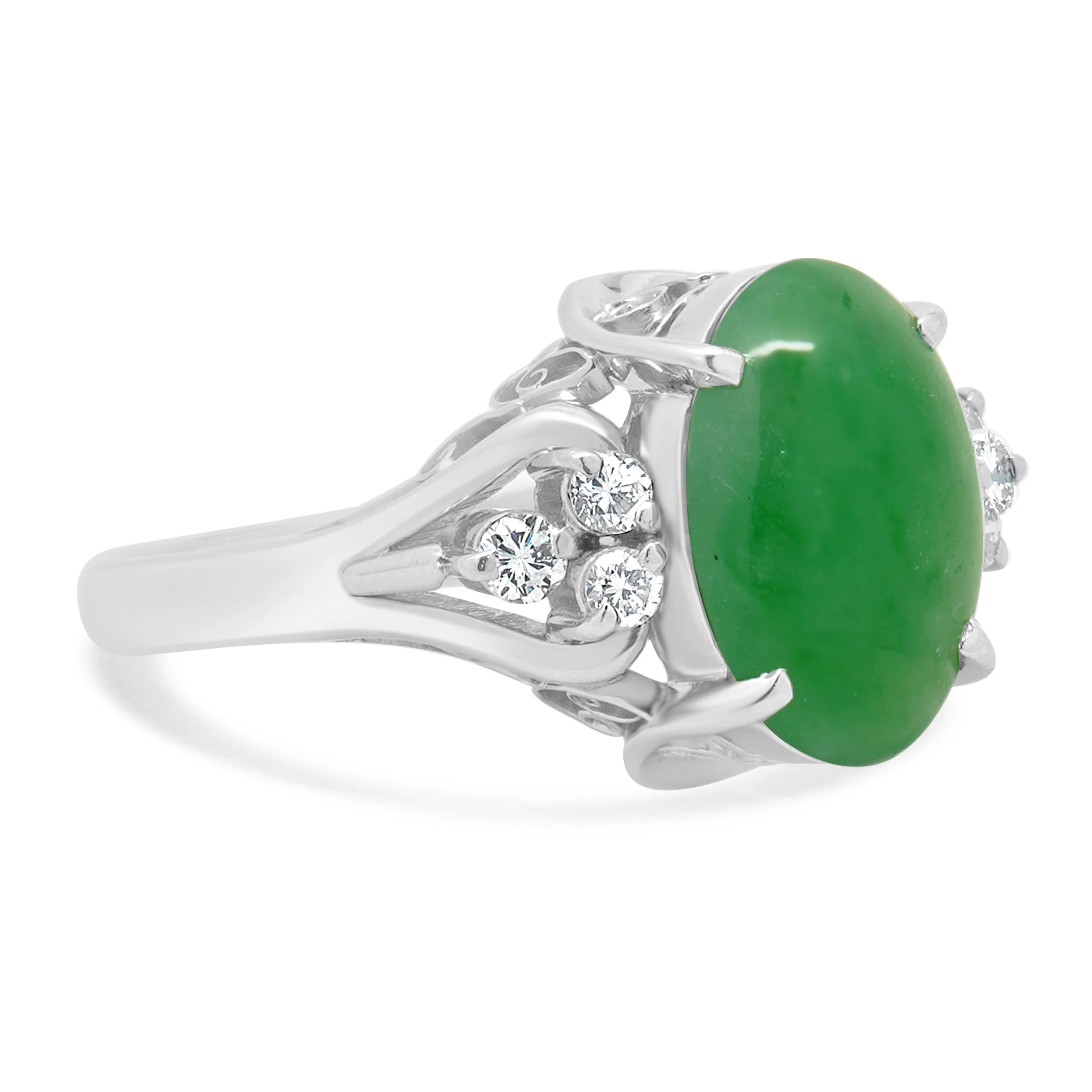 Platinum Jade and Diamond Ring - Image 4
