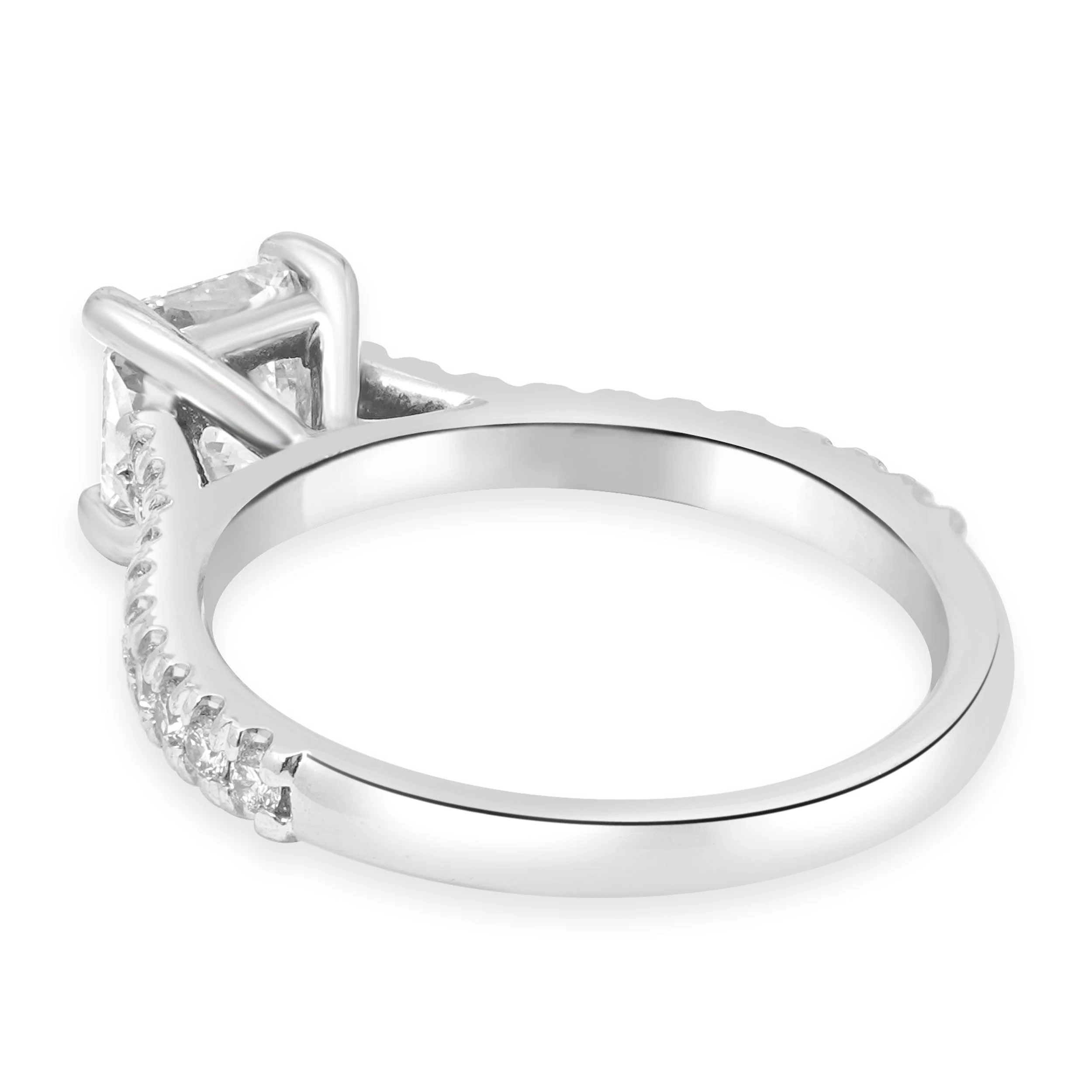 Platinum Radiant Cut and Round Diamond Engagement Ring - Image 4