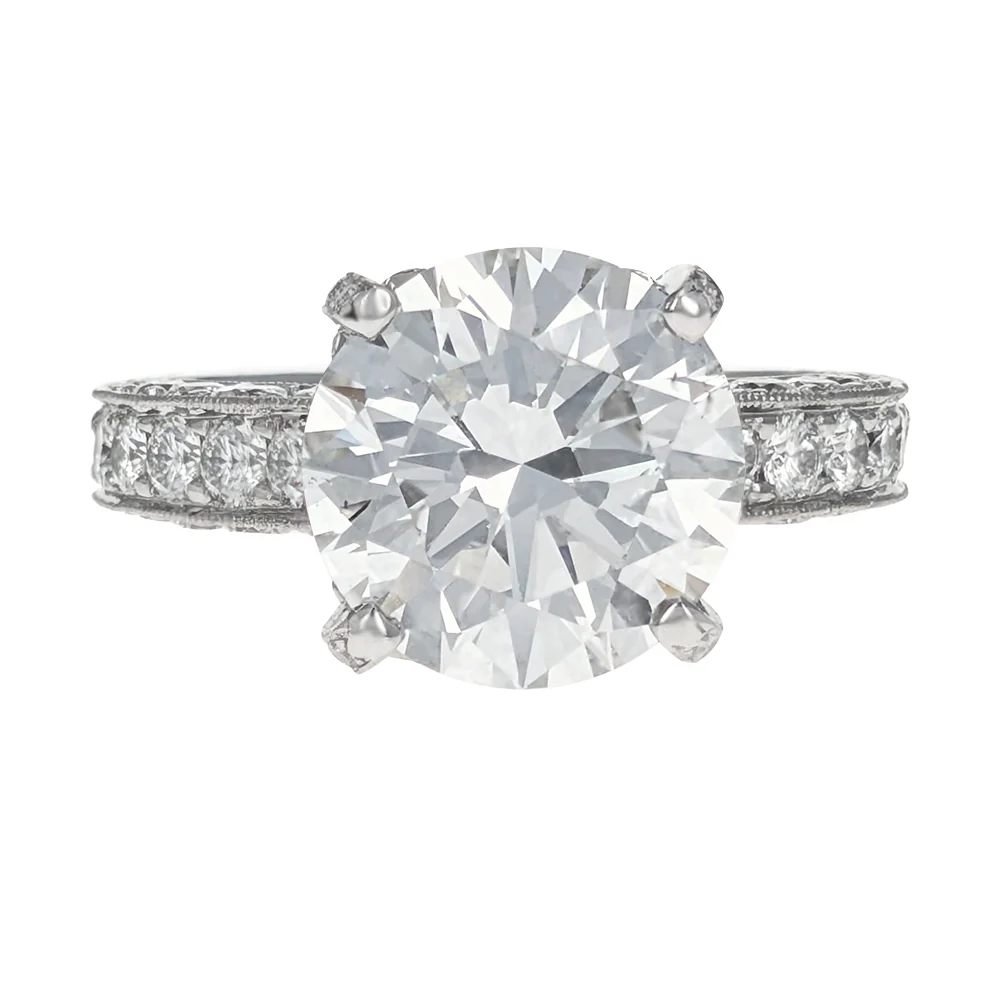 Platinum Round Brilliant Cut Diamond Engagement Ring - Image 2