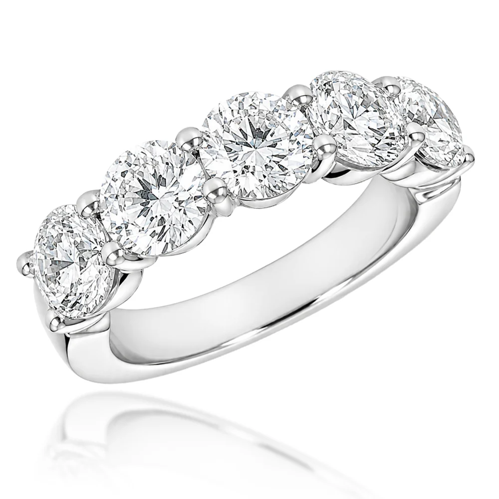 Platinum Round Brilliant Cut Five Diamond Band - Image 2