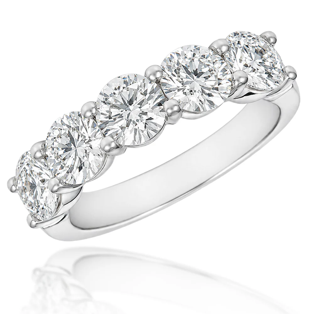 Platinum Round Brilliant Cut Five Diamond Band - Image 2