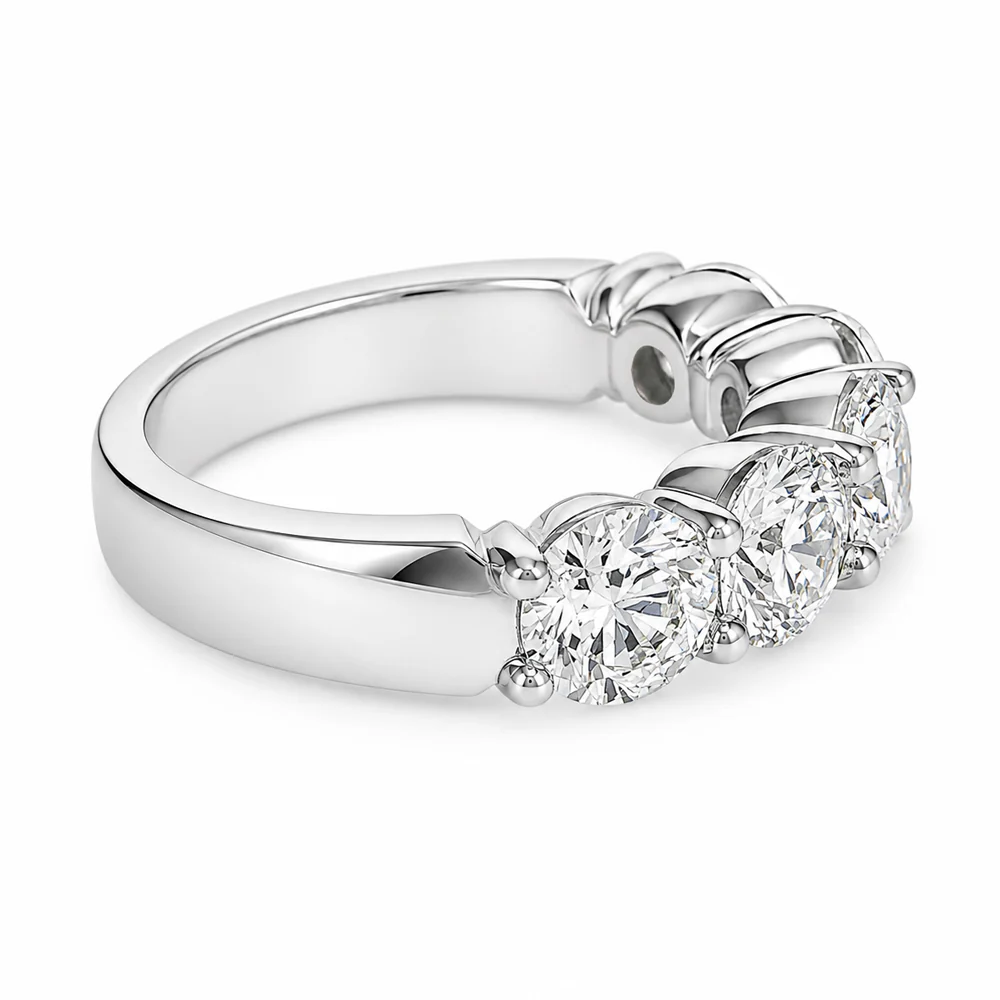 Platinum Round Brilliant Cut Five Diamond Band - Image 4
