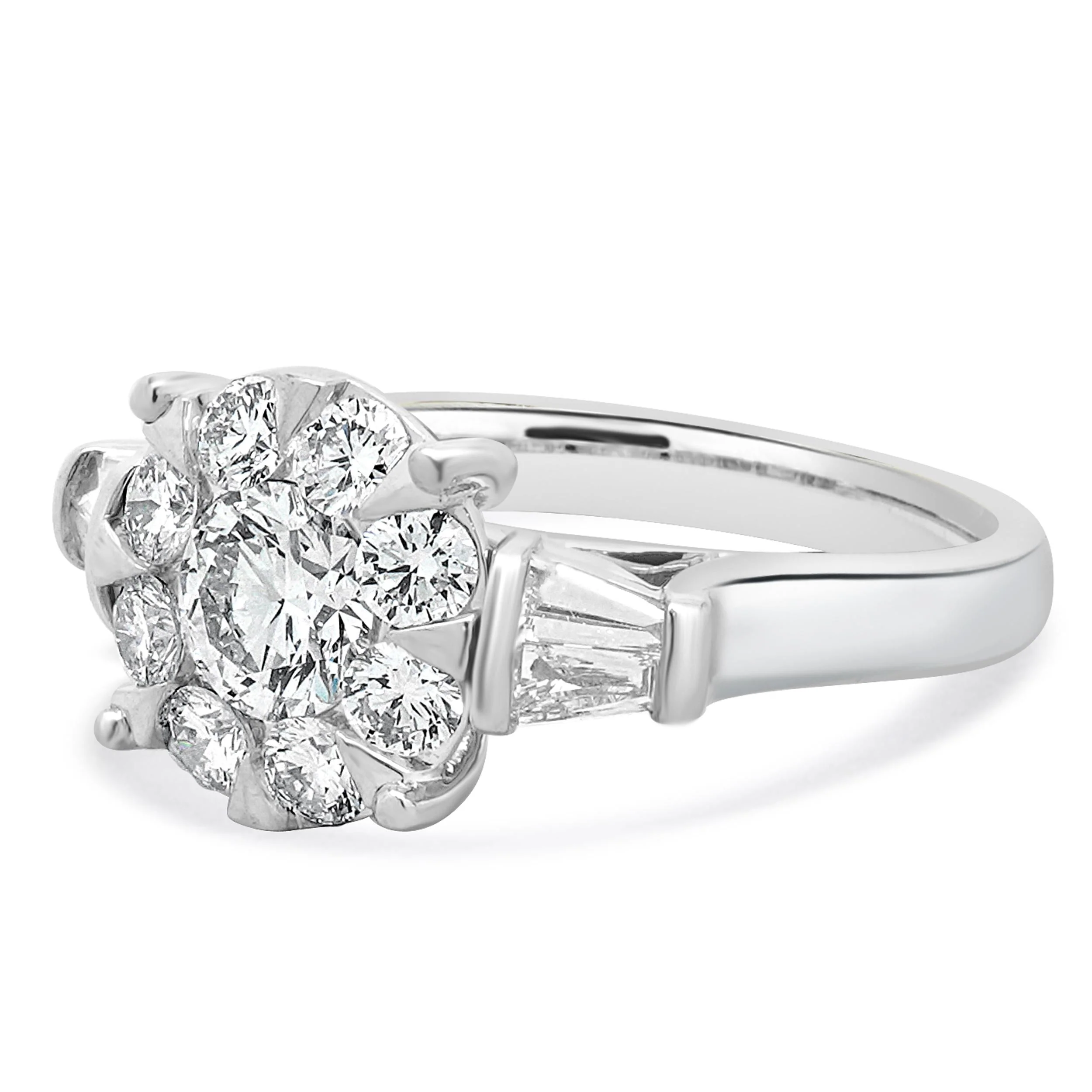 Platinum Round Diamond Cluster Engagement Ring - Image 2