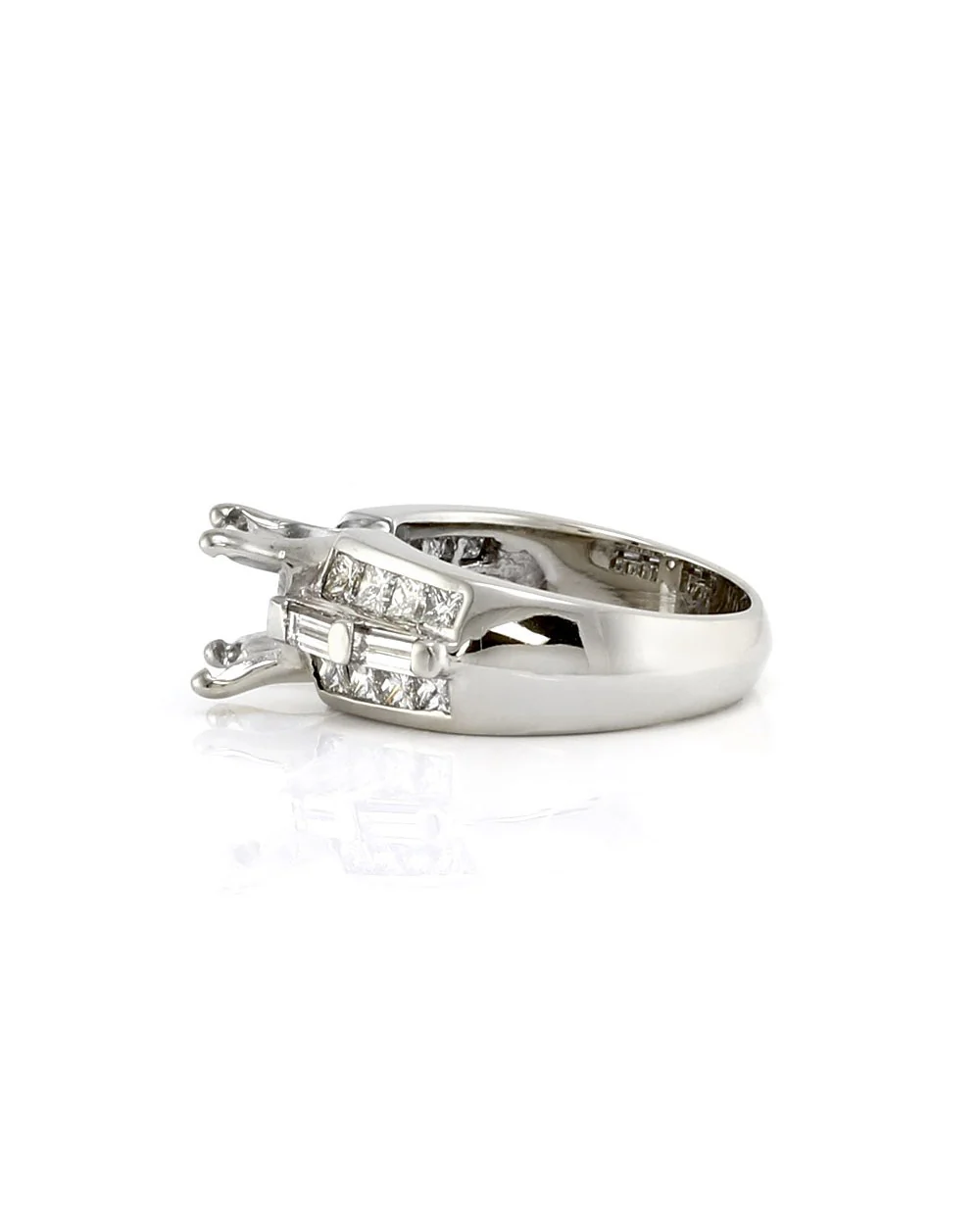 Princess and Baguette Diamond Ring Mounting in Gold - Image 4