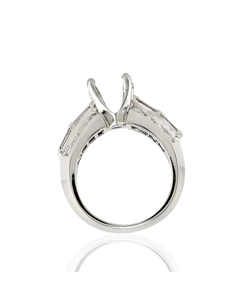Princess and Baguette Diamond Ring Mounting in Gold - Image 5