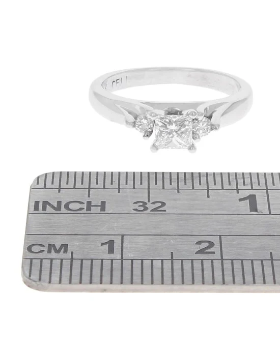 Princess and Round Diamond Engagement Ring in White Gold - Image 3
